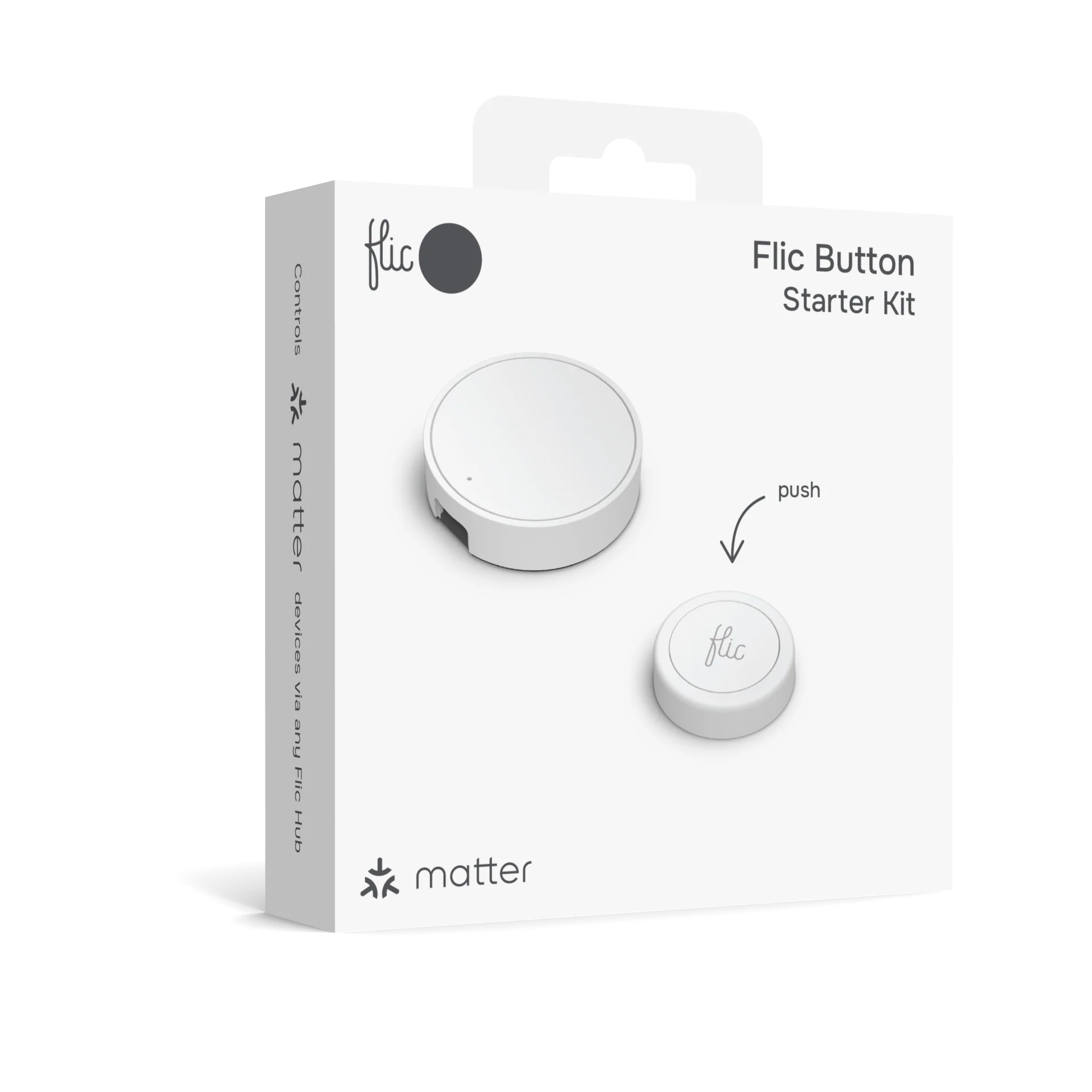 Flic Button Starter Kit – Smart Button + Hub Mini (White)