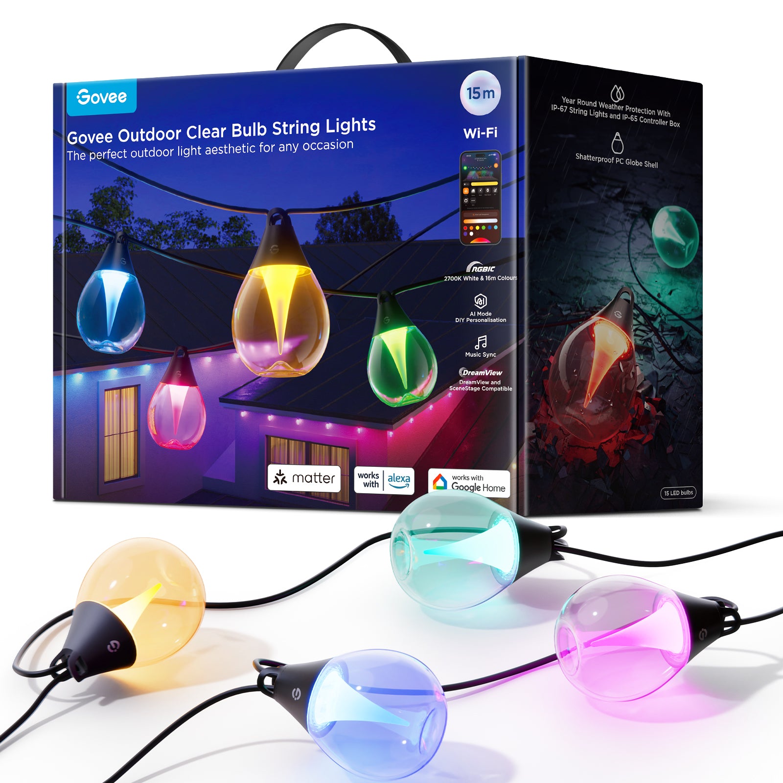 Govee Outdoor String Lights 15m IP67