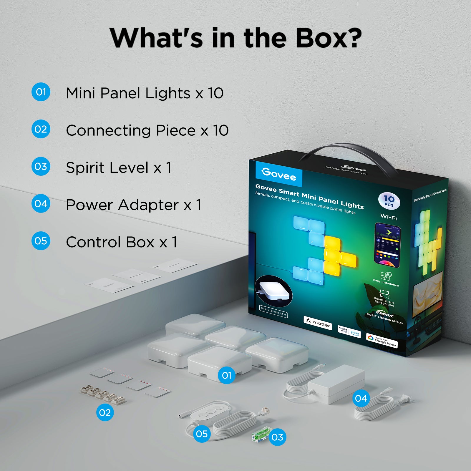 Govee Mini Panel Lights - 6 Piece Expansion Pack