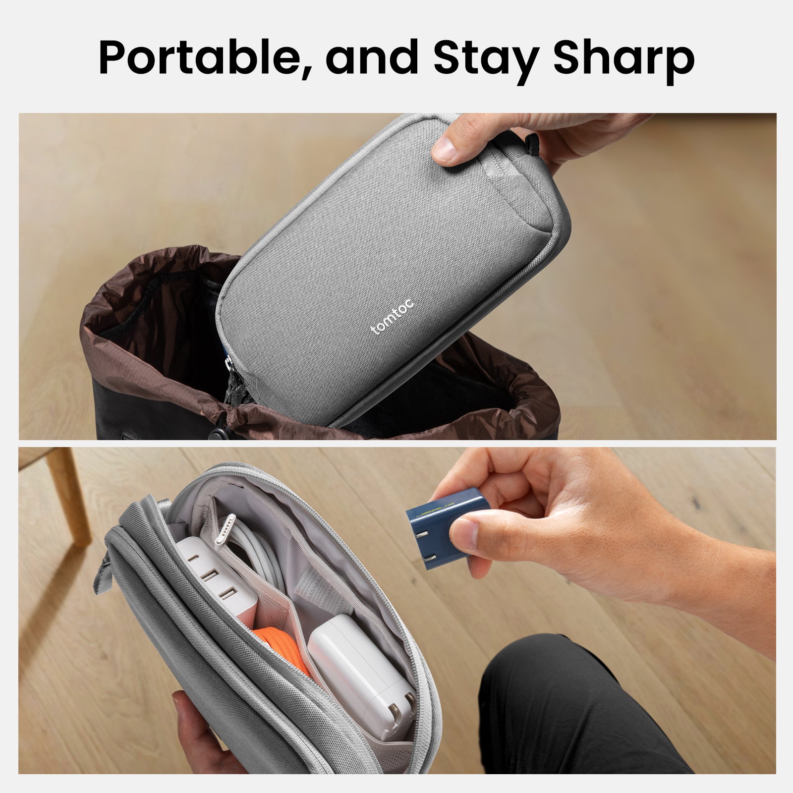 tomtoc Light-T12 Essential Tech Organiser 1.8L Grey - T12M1G2 Travel Organizer Bags