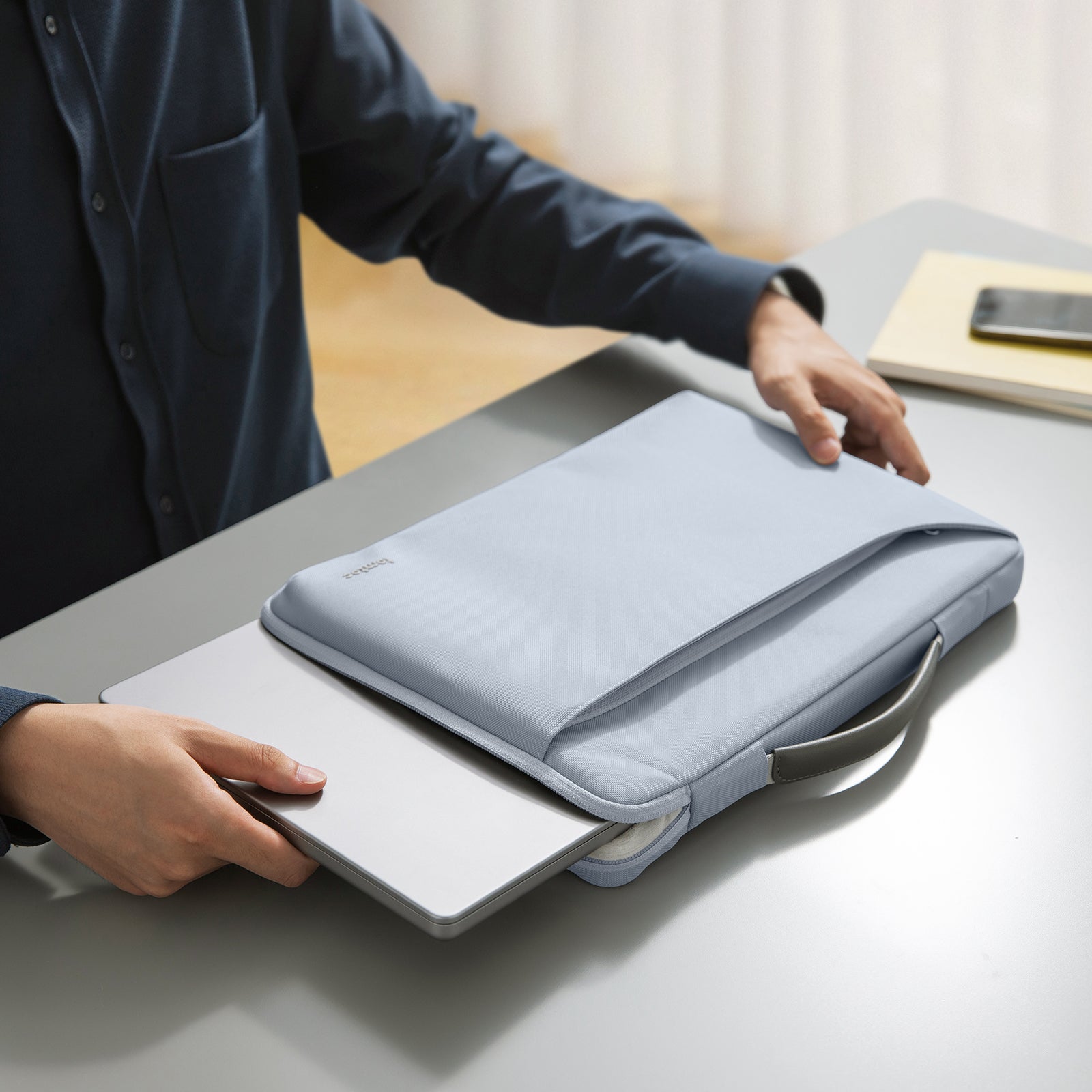 tomtoc Defender-A22 Laptop Briefcase 16 Inch MacBook Mist Blue - A22F2B3 Laptop Bags