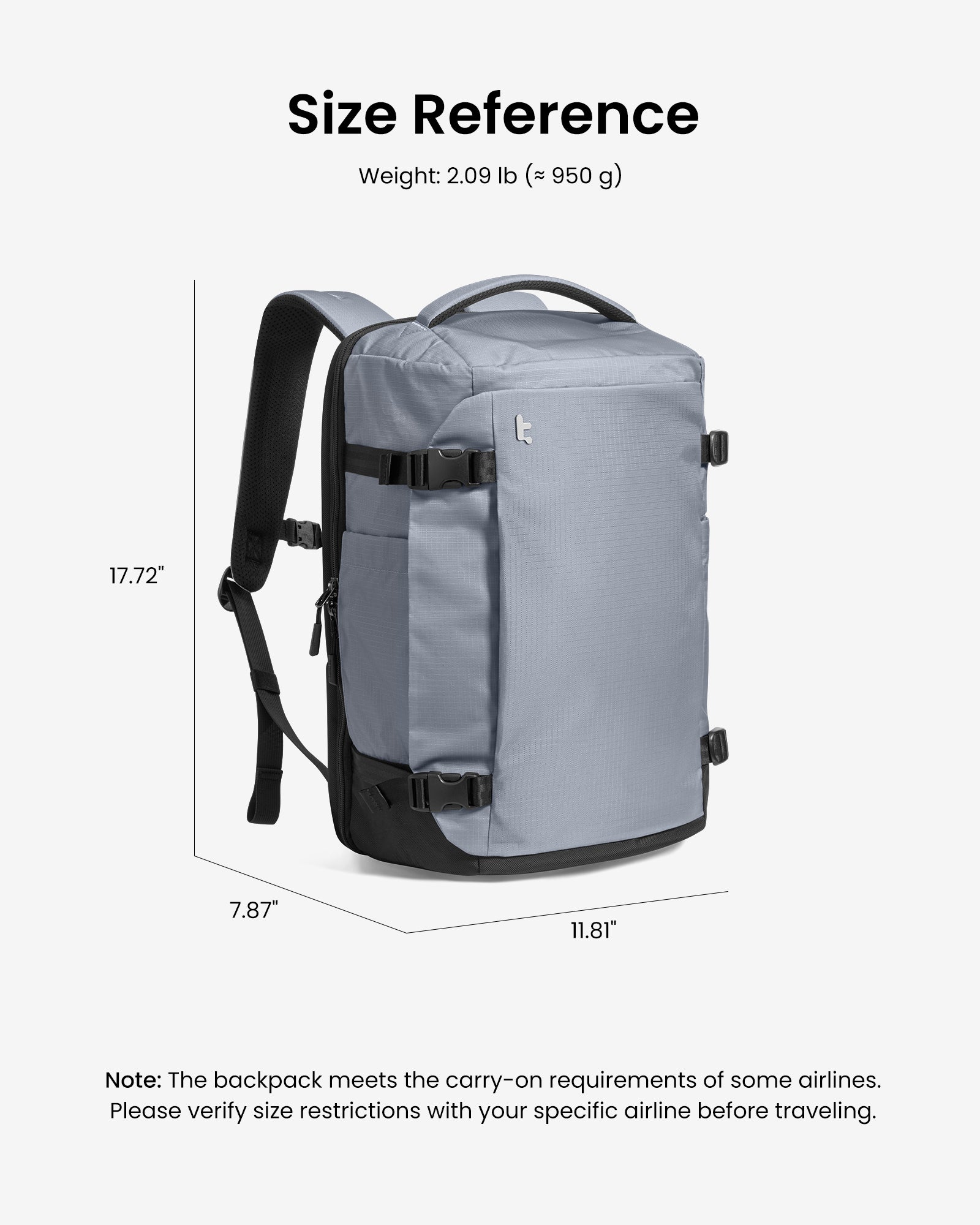 tomtoc Navigator-T66 Liteway Travel Backpack 16 Inch Universal/28L Light Gray - T66S1G2 Laptop Backpacks