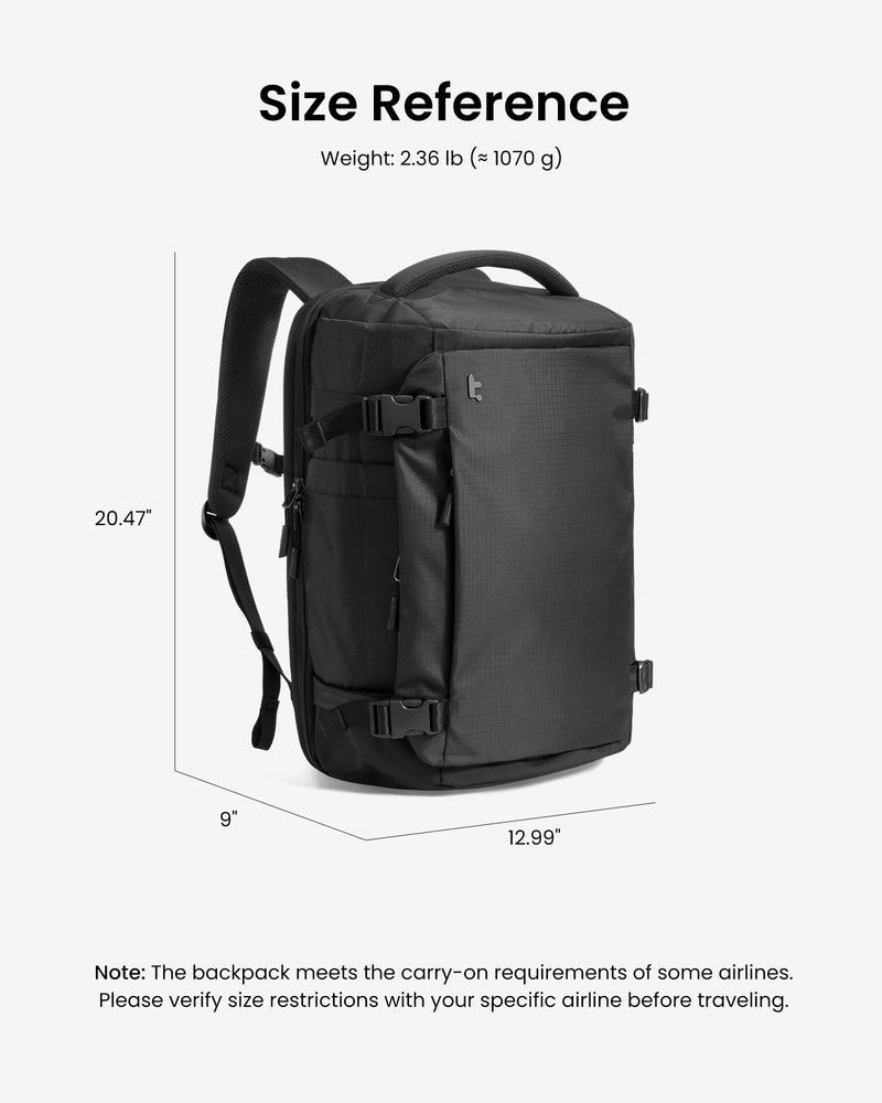 tomtoc Navigator-T66 Liteway Travel Backpack 17 Inch/40L Black - T66M1D2 Backpacks