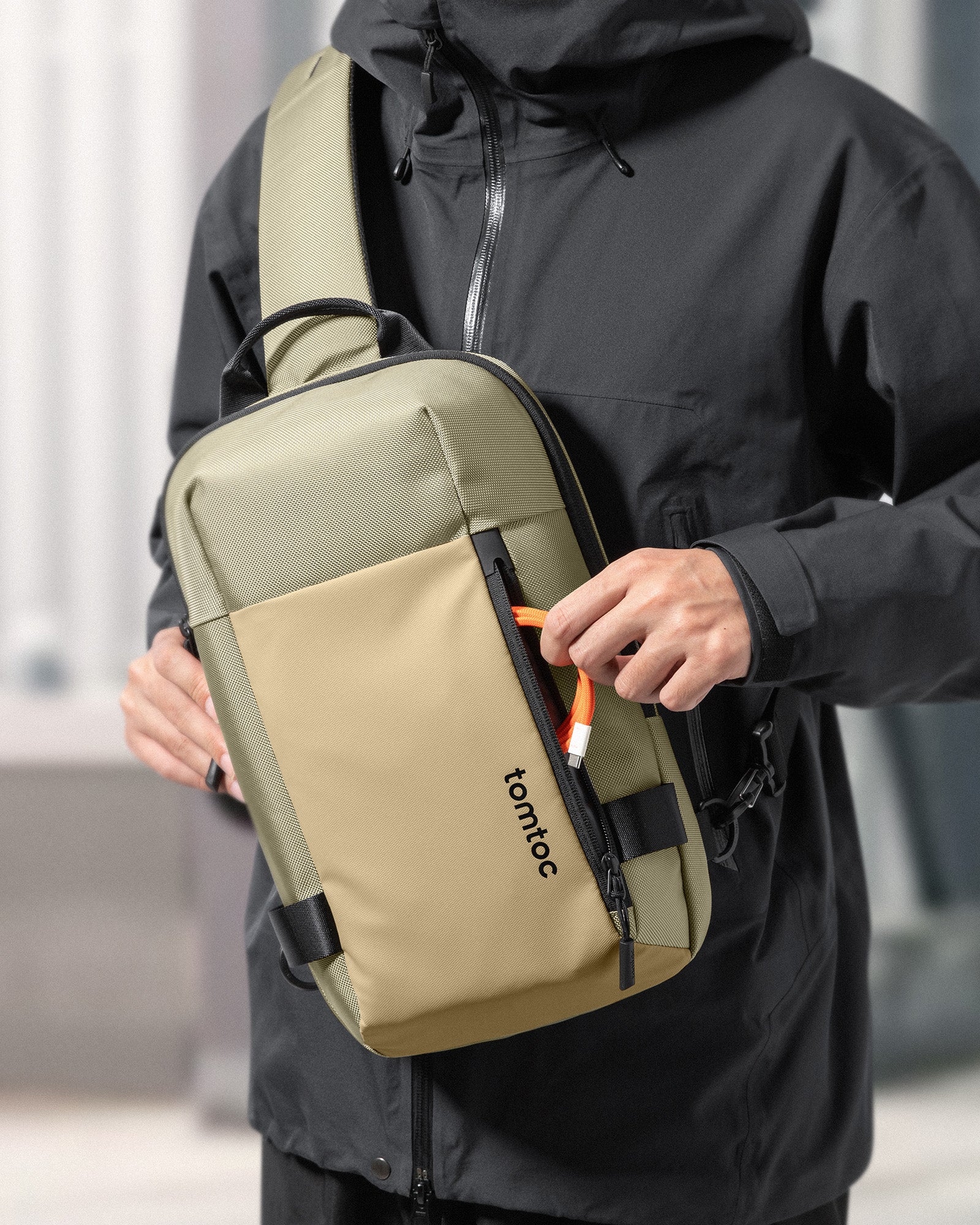 tomtoc Navigator-T24 Sling Bag 11 Inch/5L Khaki - T24S1K1 Laptop Backpacks