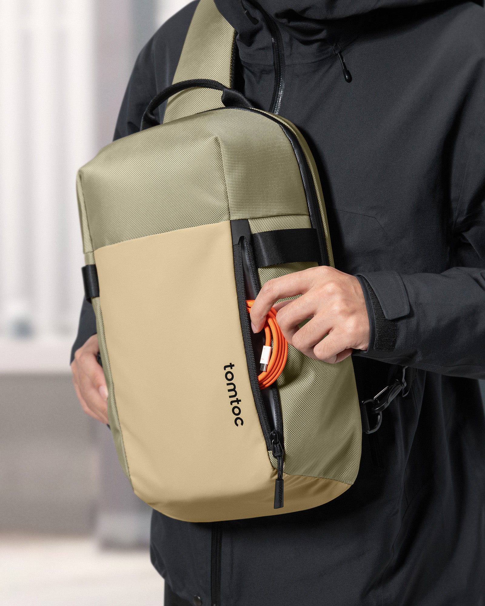 tomtoc Navigator-T24 Sling Bag 14 Inch/7L Khaki - T24M1K1 Laptop Backpacks