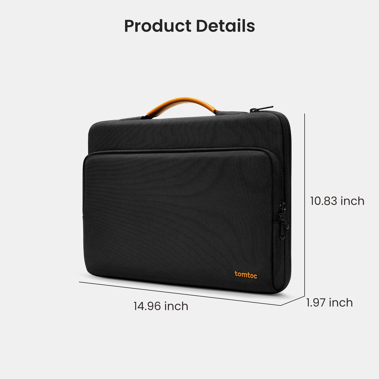 tomtoc Defender-A14 Laptop Briefcase 16 Inch MacBook Black - A14F2D1 Laptop Bags