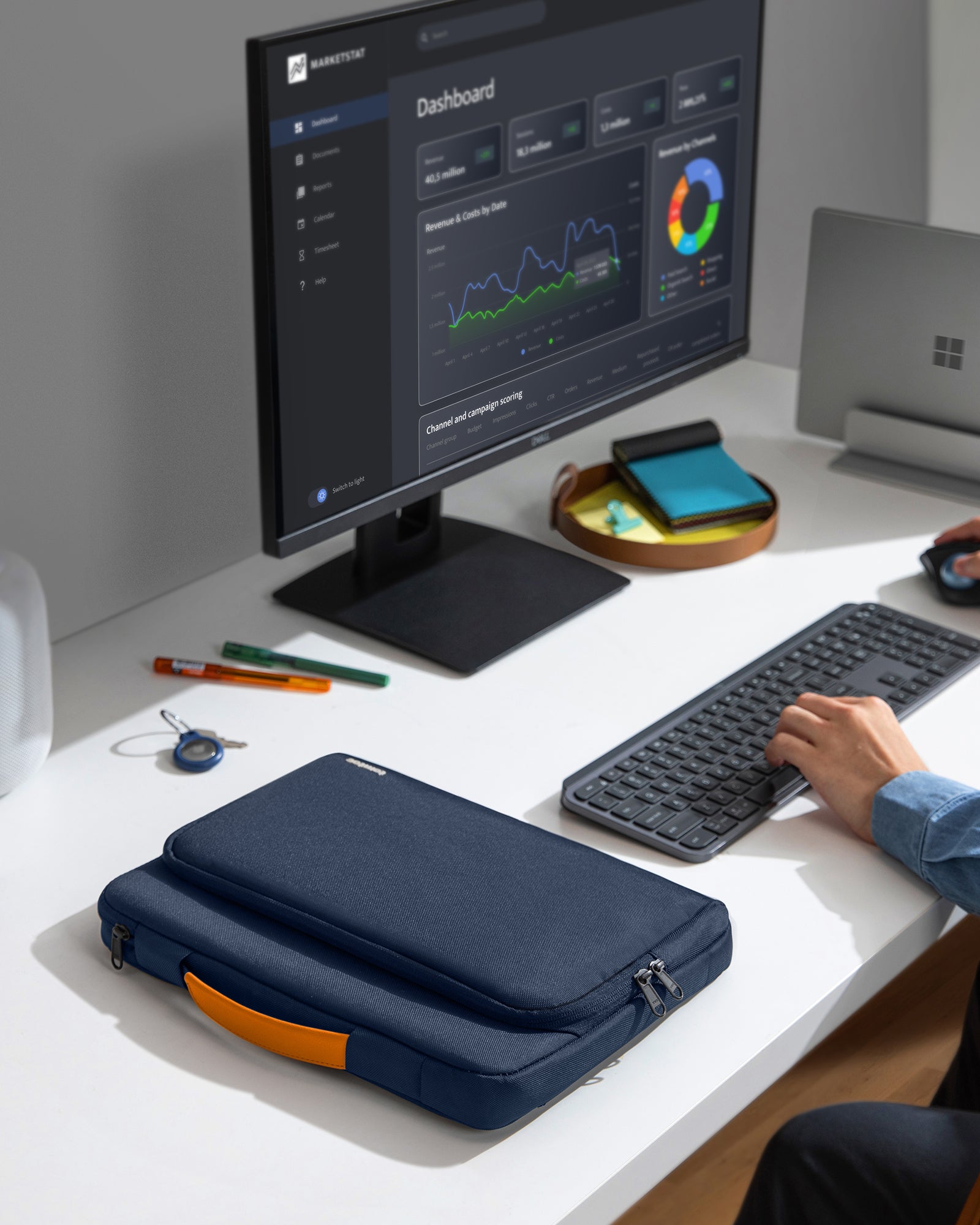 tomtoc Defender-A14 Laptop Briefcase 16 Inch Universal Navy Blue - A14F3B2 Laptop Bags