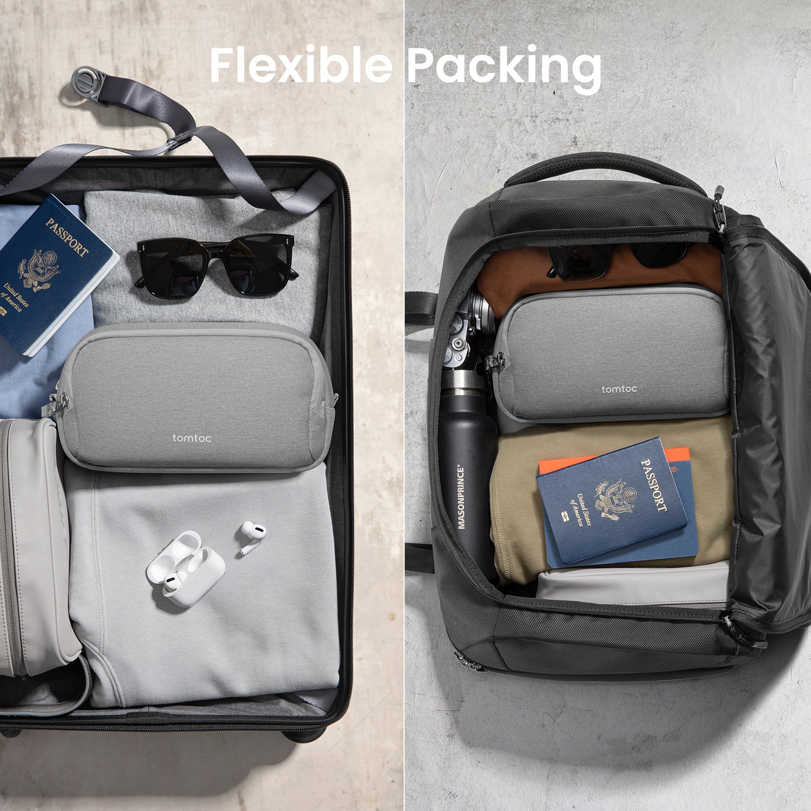 tomtoc Light-T12 Essential Tech Organiser 1.8L Grey - T12M1G2 Travel Organizer Bags