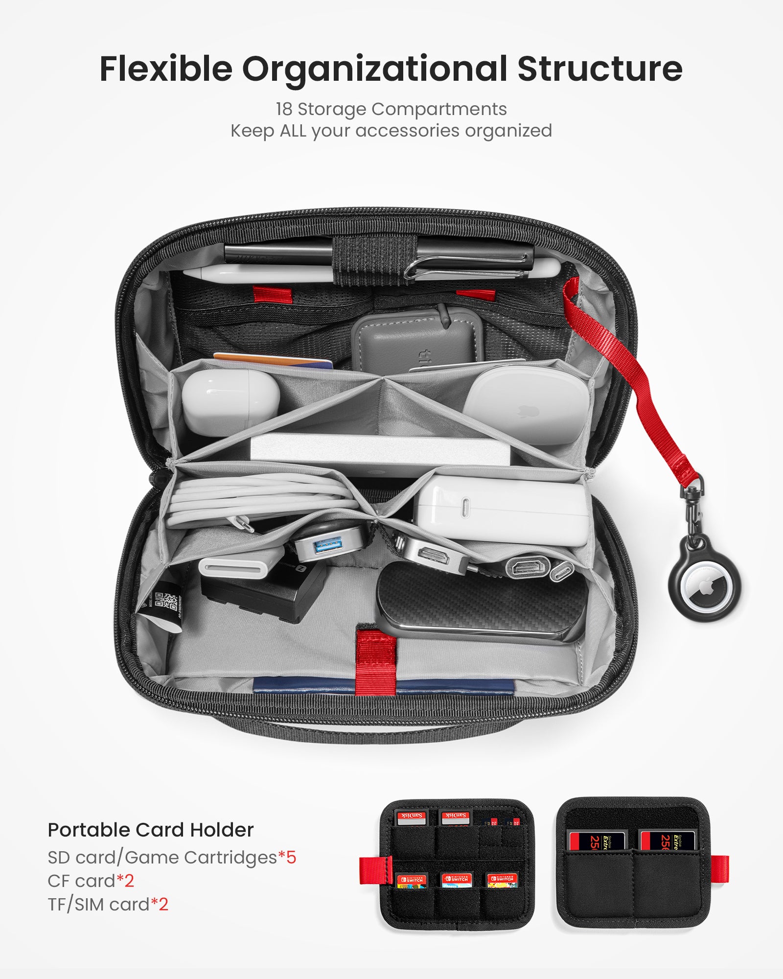 tomtoc Navigator-T13 Pro Tech Organiser 2.4 L Black - T13M1D1 Travel Organizer Bags