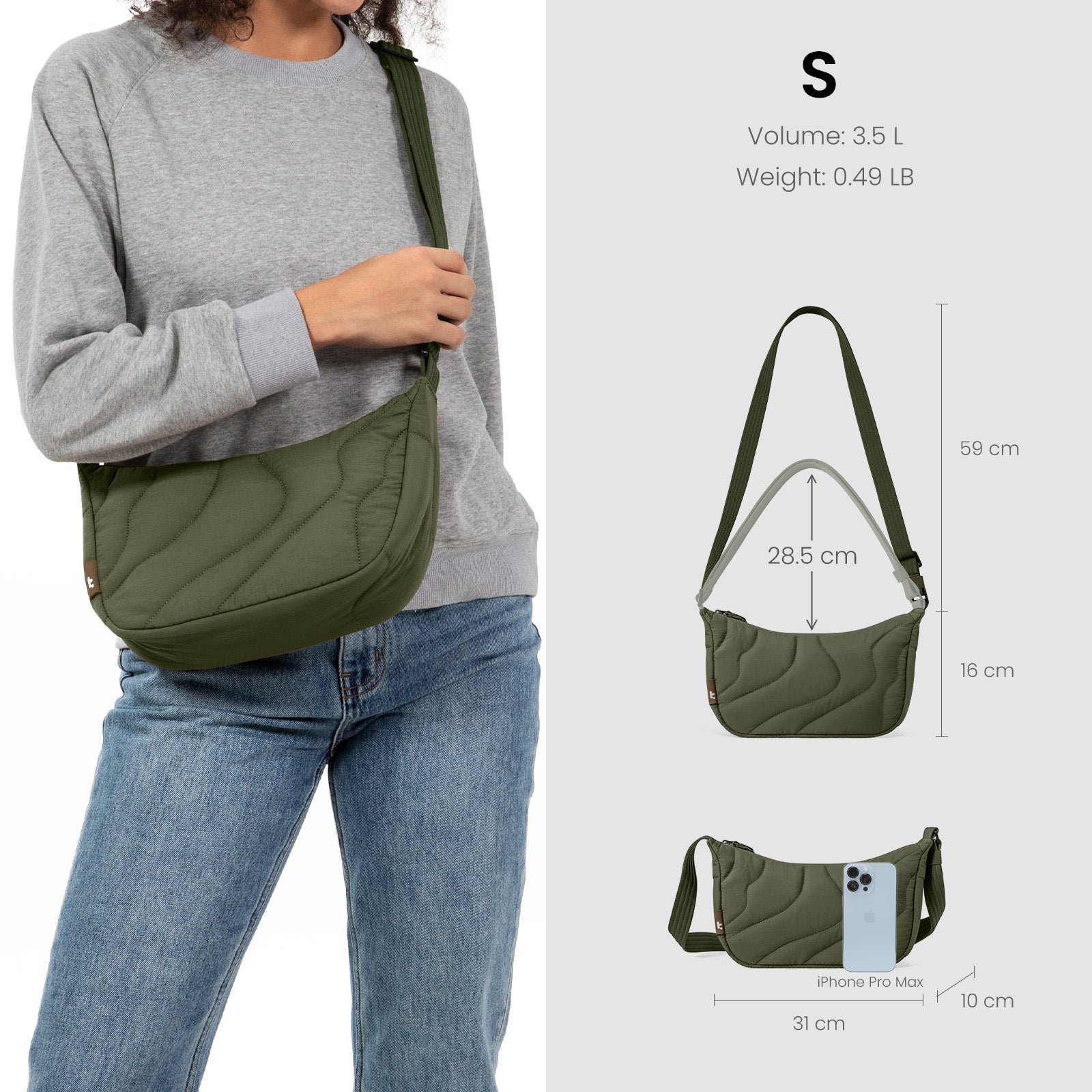 tomtoc Terra-T34 Puffy Crossbody Bag 3.5L Greenlands - T34S1T2 Cross Body Bags