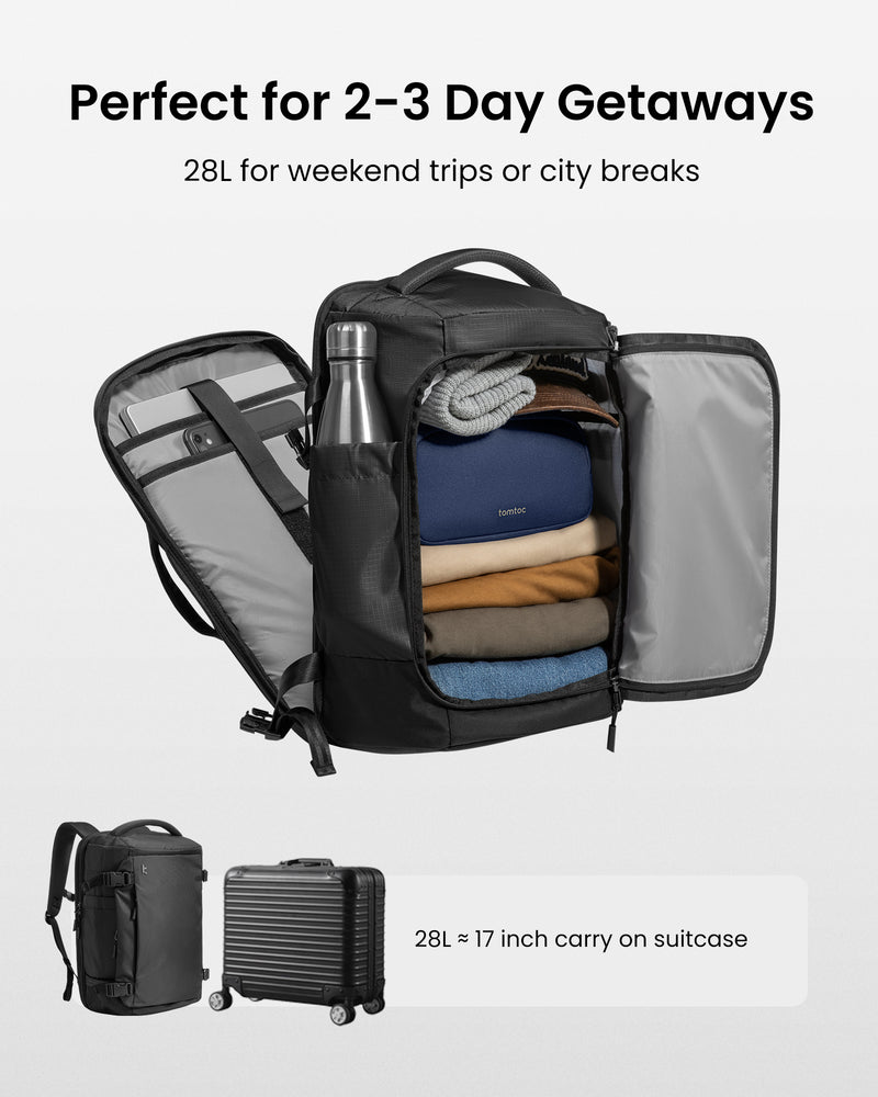 tomtoc Navigator-T66 Liteway Travel Backpack 16 Inch Universal/28L Black - T66S1D2 Laptop Backpacks