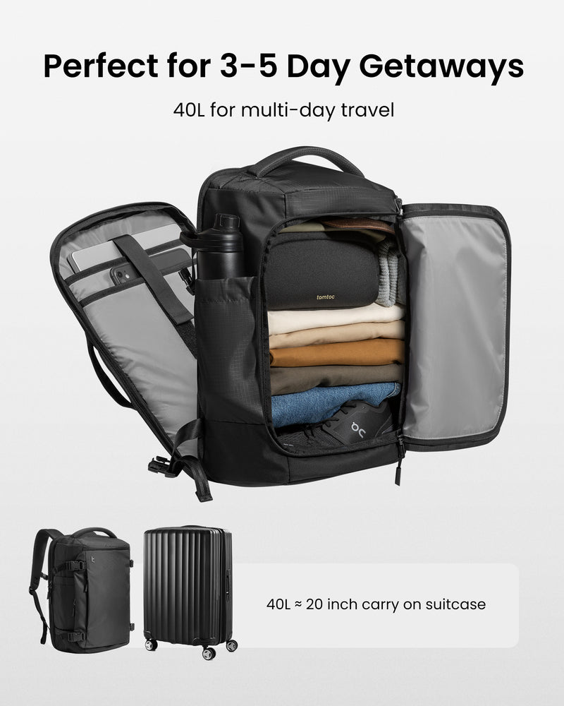 tomtoc Navigator-T66 Liteway Travel Backpack 17 Inch/40L Black - T66M1D2 Backpacks