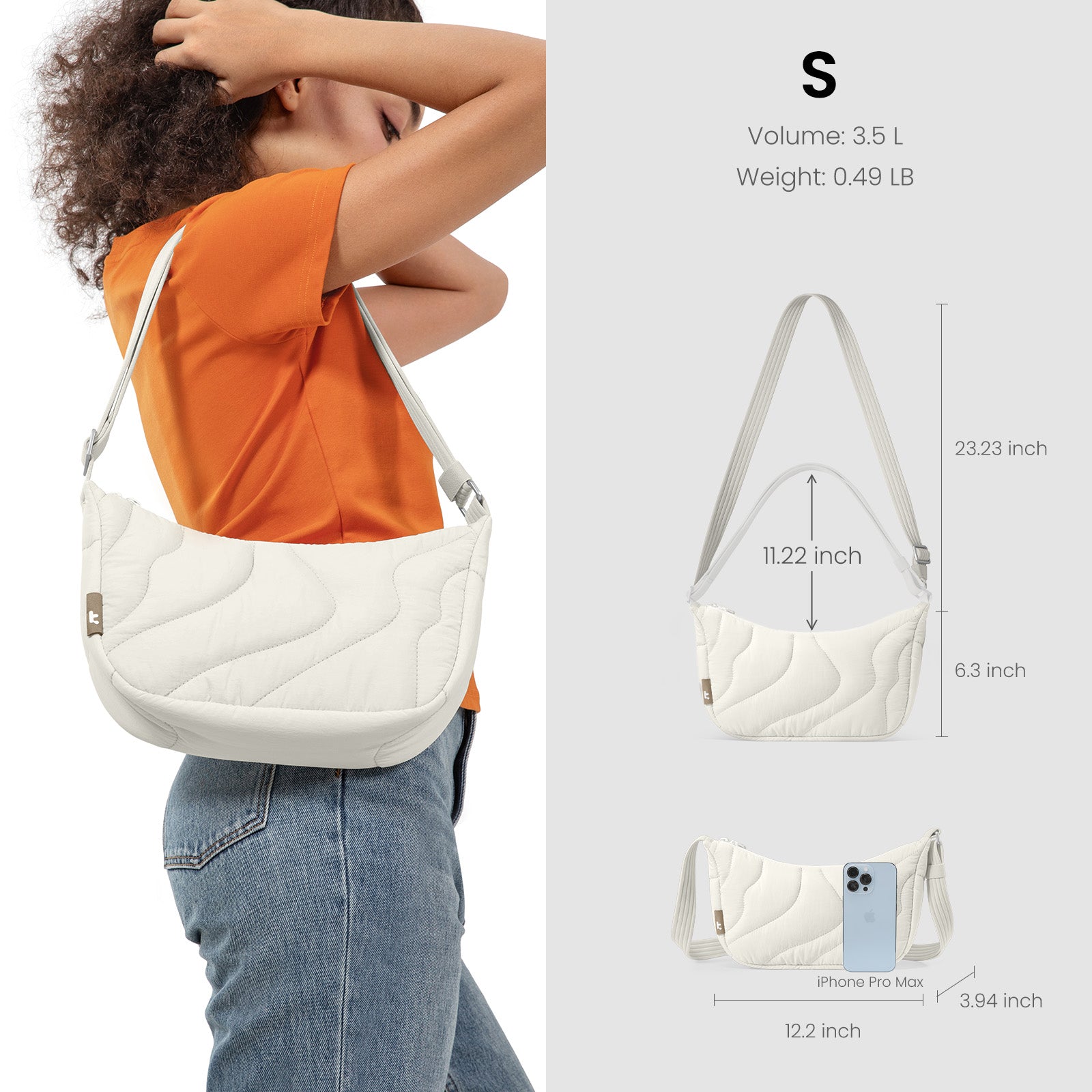 tomtoc Terra-T34 Puffy Crossbody Bag 3.5L Snowberg - T34S1W1 Cross Body Bags