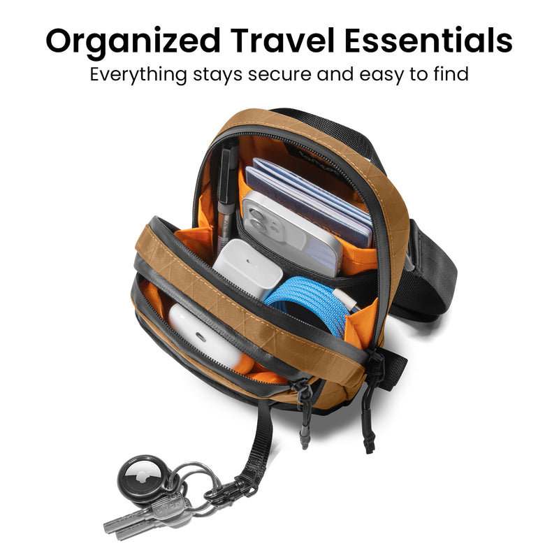 tomtoc Aviator-T37 Travel Crossbody Bag 1.3L X-Pac Brown - T37S1Y1 Cross Body Bags
