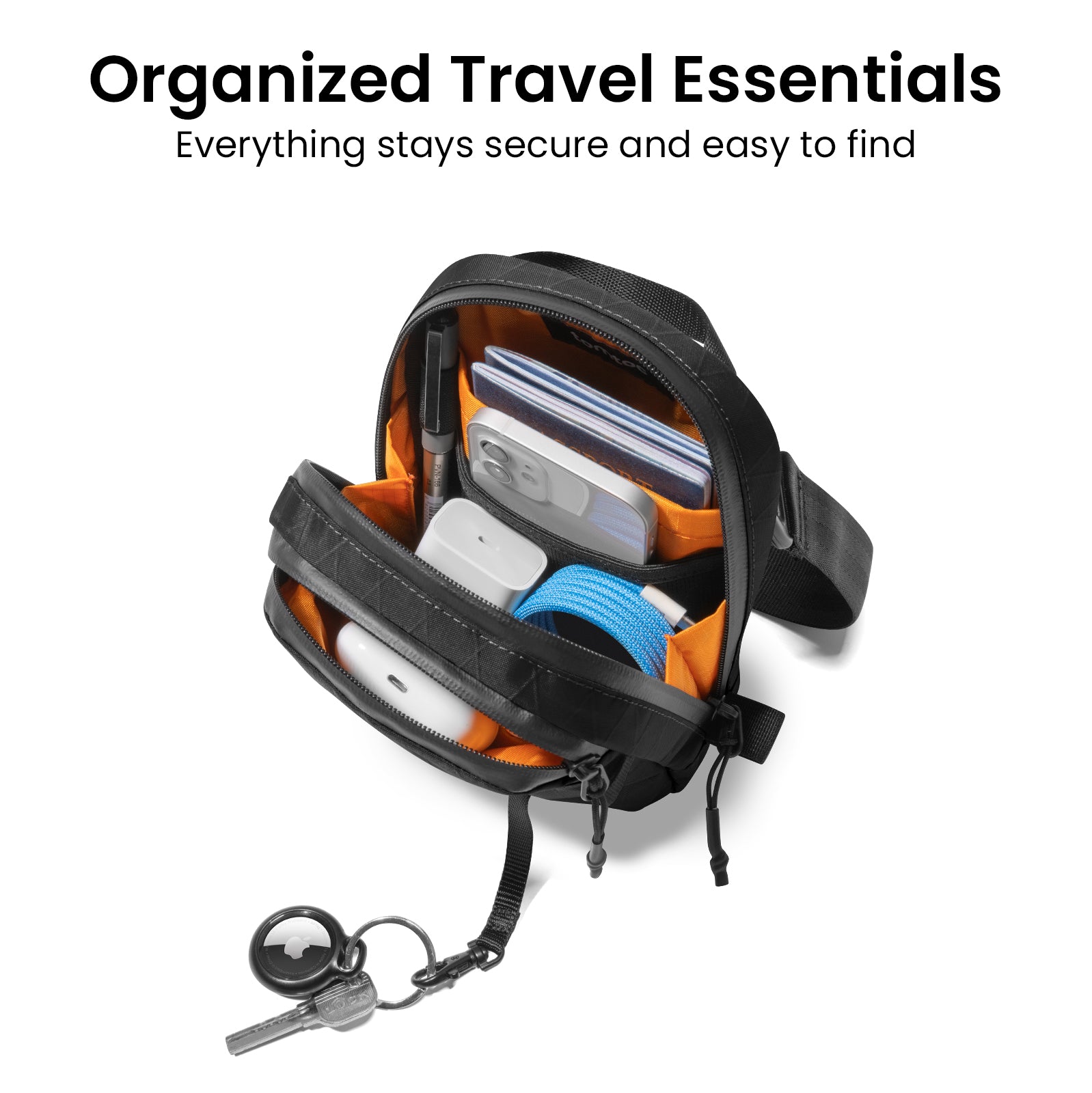 tomtoc Aviator-T37 Travel Crossbody Bag 1.3L X-Pac Black - T37S1D2 Cross Body Bags