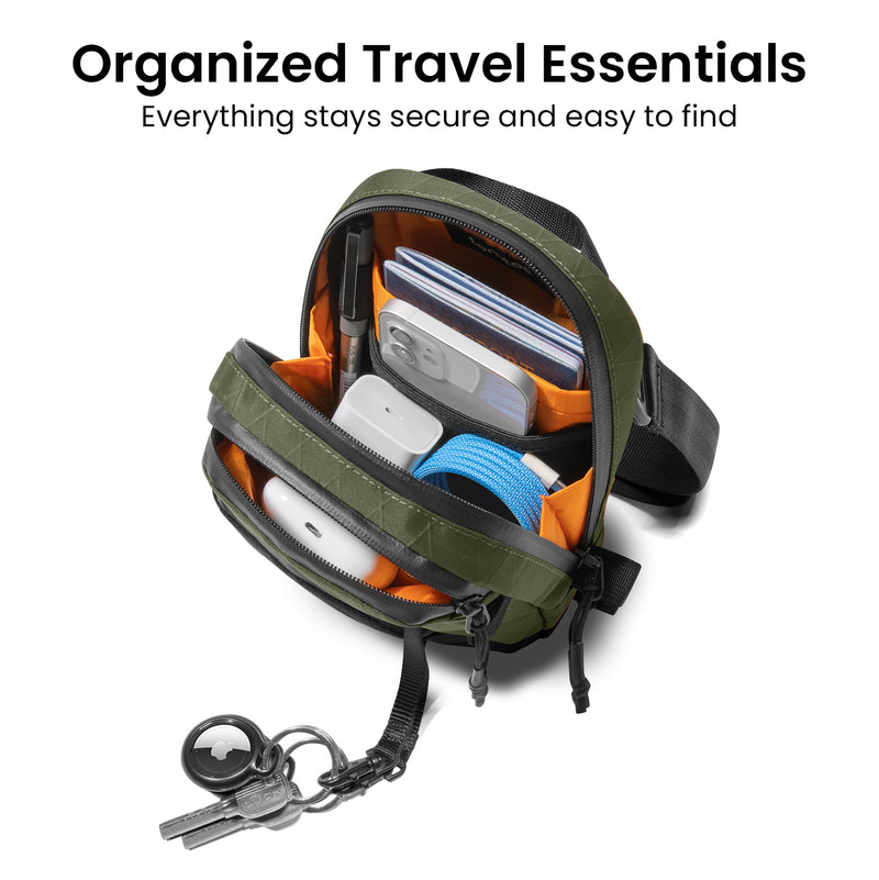 tomtoc Aviator-T37 Travel Crossbody Bag 1.3L X-Pac Olive - T37S1T1 Cross Body Bags