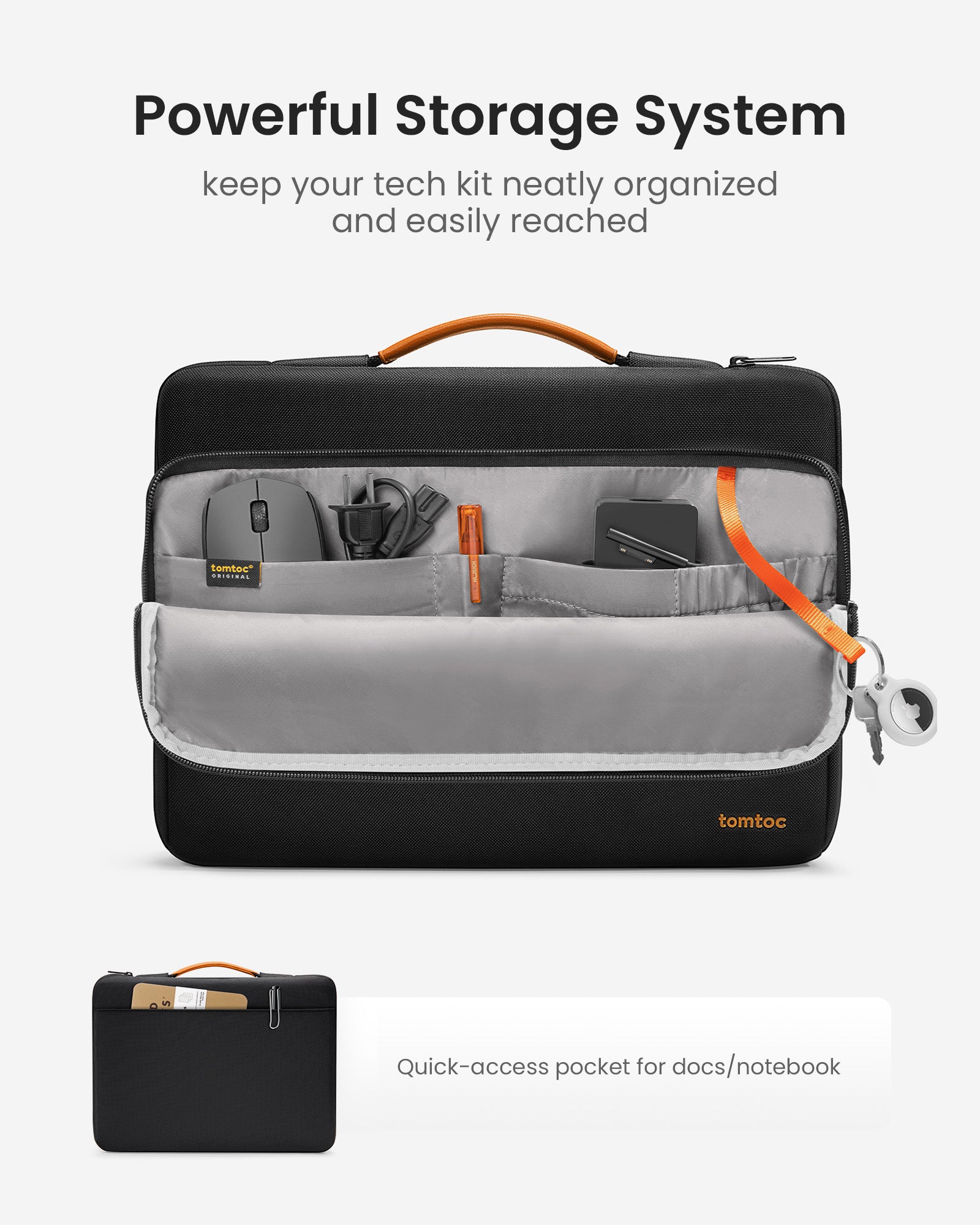 tomtoc Defender-A14 Laptop Briefcase 16 Inch MacBook Black - A14F2D1 Laptop Bags