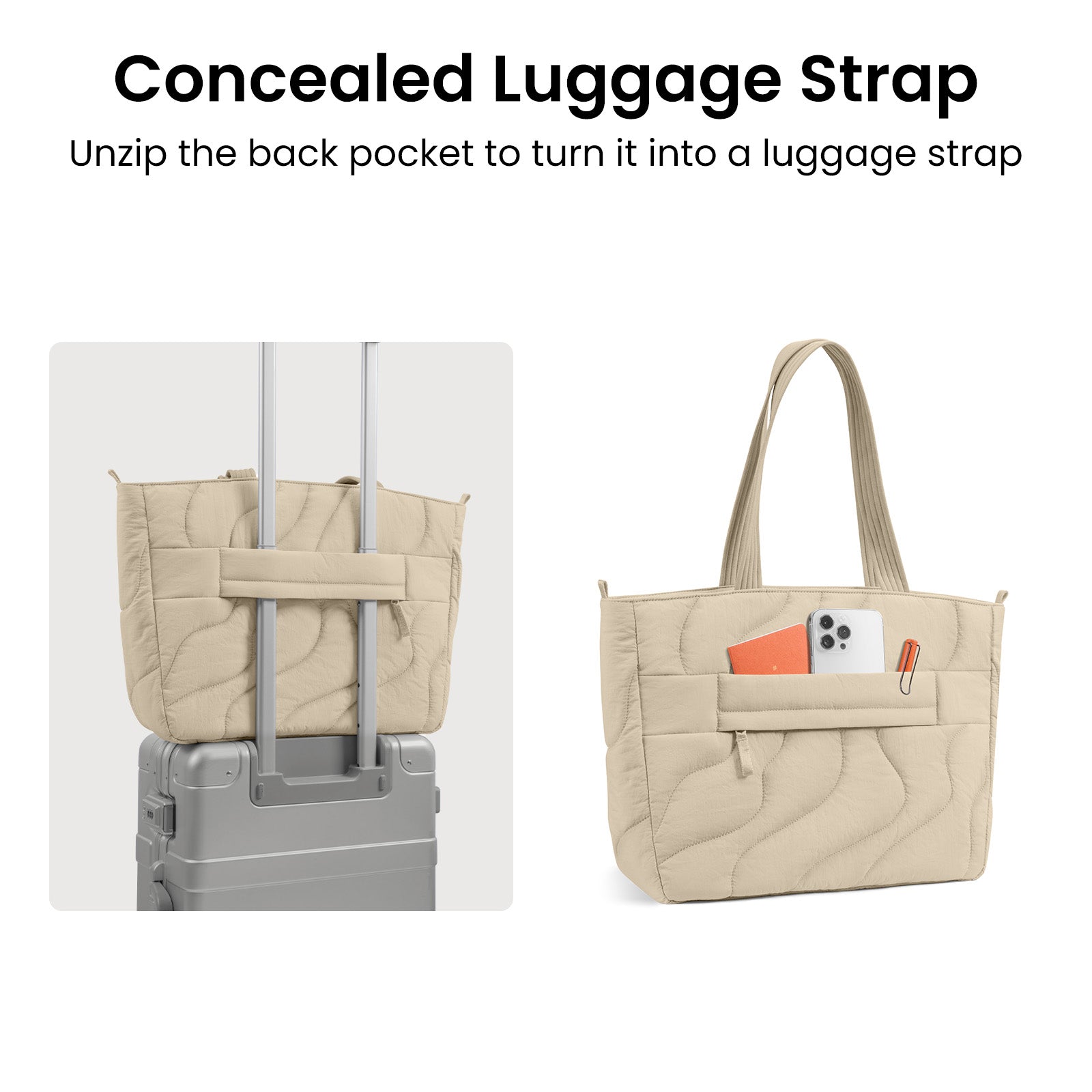 tomtoc Terra-T38 Puffy Laptop Tote Bag 16 Inch Macbook/13.5L Natural Sand - T38M1K2 Laptop Bags