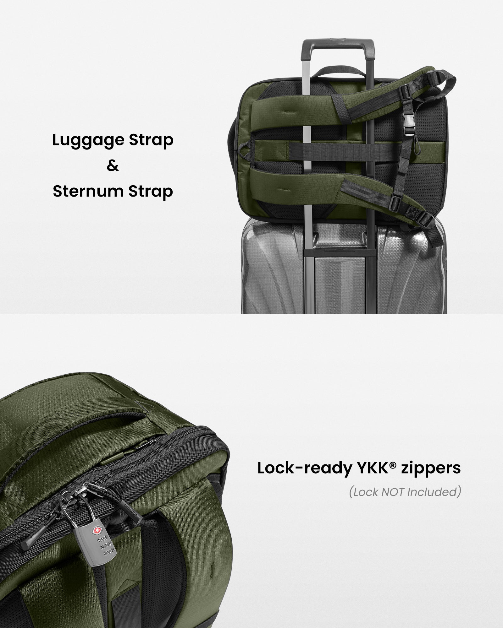 tomtoc Navigator-T66 Liteway Travel Backpack 16 Inch Universal/28L Green - T66S1T1 Laptop Backpacks
