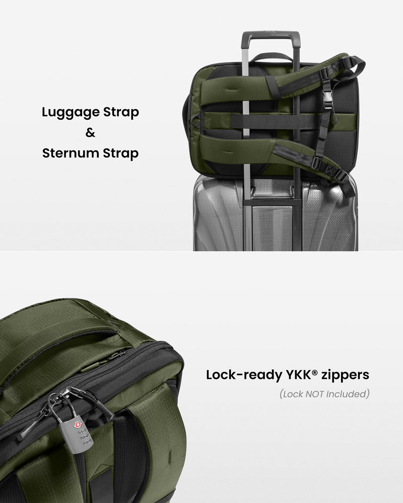 tomtoc Navigator-T66 Liteway Travel Backpack 16 Inch Universal/28L Green - T66S1T1 Laptop Backpacks
