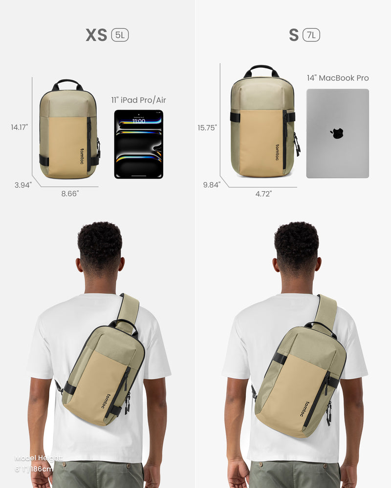 tomtoc Navigator-T24 Sling Bag 11 Inch/5L Khaki - T24S1K1 Laptop Backpacks
