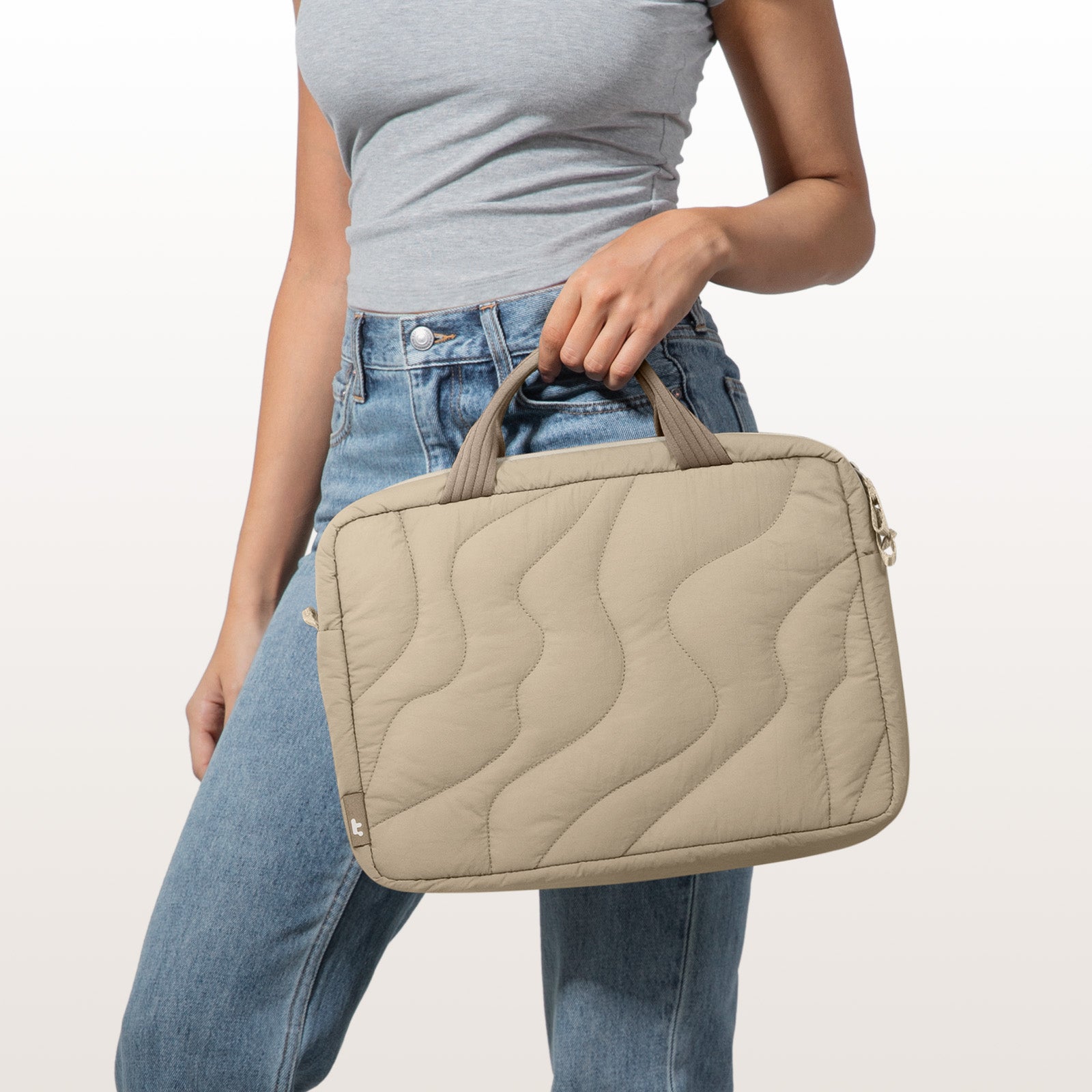 tomtoc Terra-A28 Puffy Laptop Handbag 14 Inch Universal Natural Sand - A28D3K2 Laptop Bags