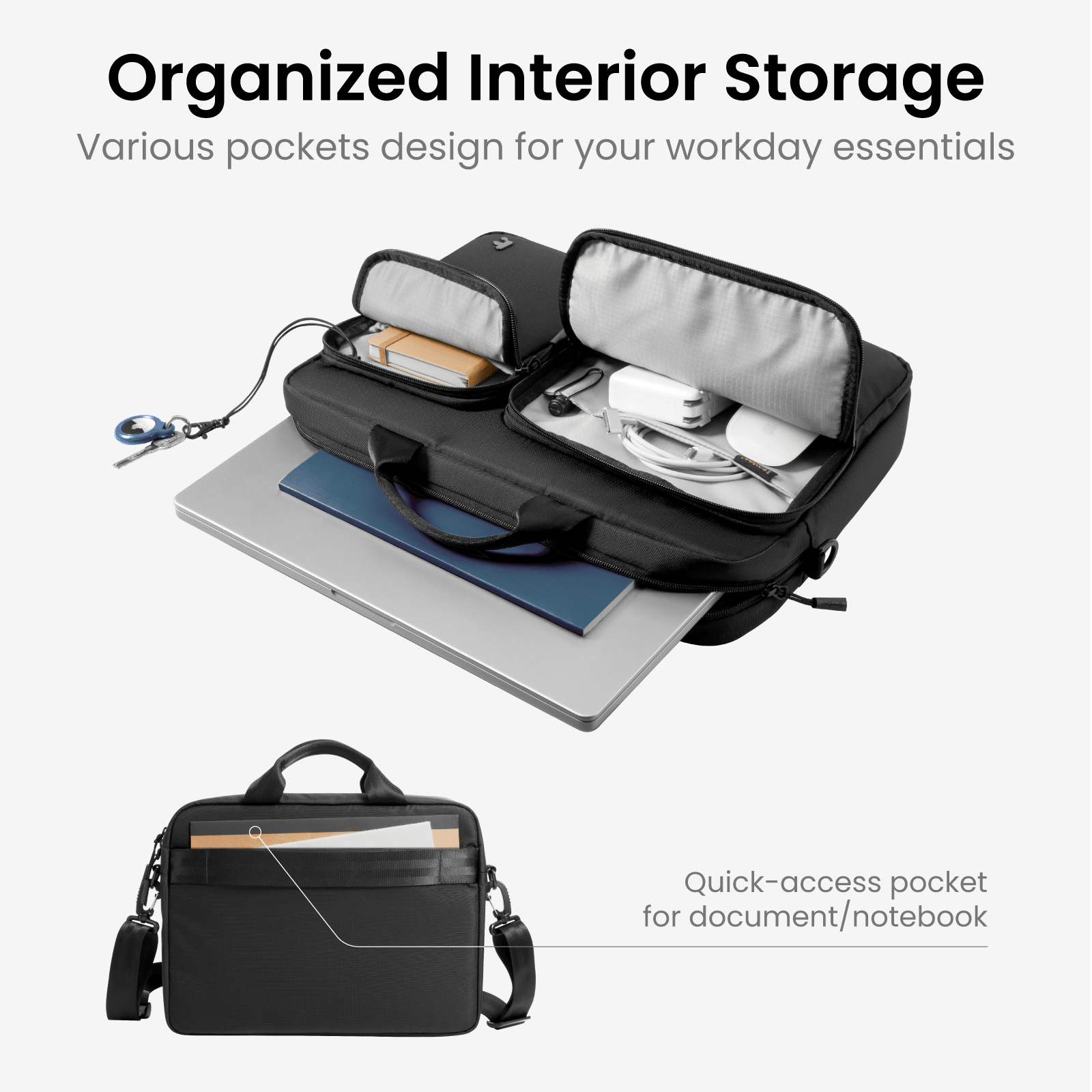 tomtoc Navigator-A33 Laptop Shoulder Bag 16 Inch Universal Black - A33F3D1 Laptop Bags