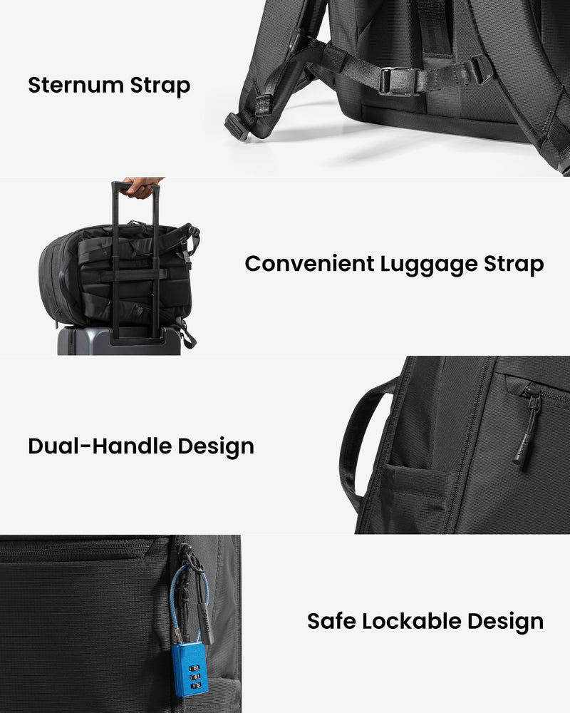 tomtoc UrbanEX-T77 Laptop Backpack 16 Inch Universal/32L Black - T77L1D1 Laptop Backpacks