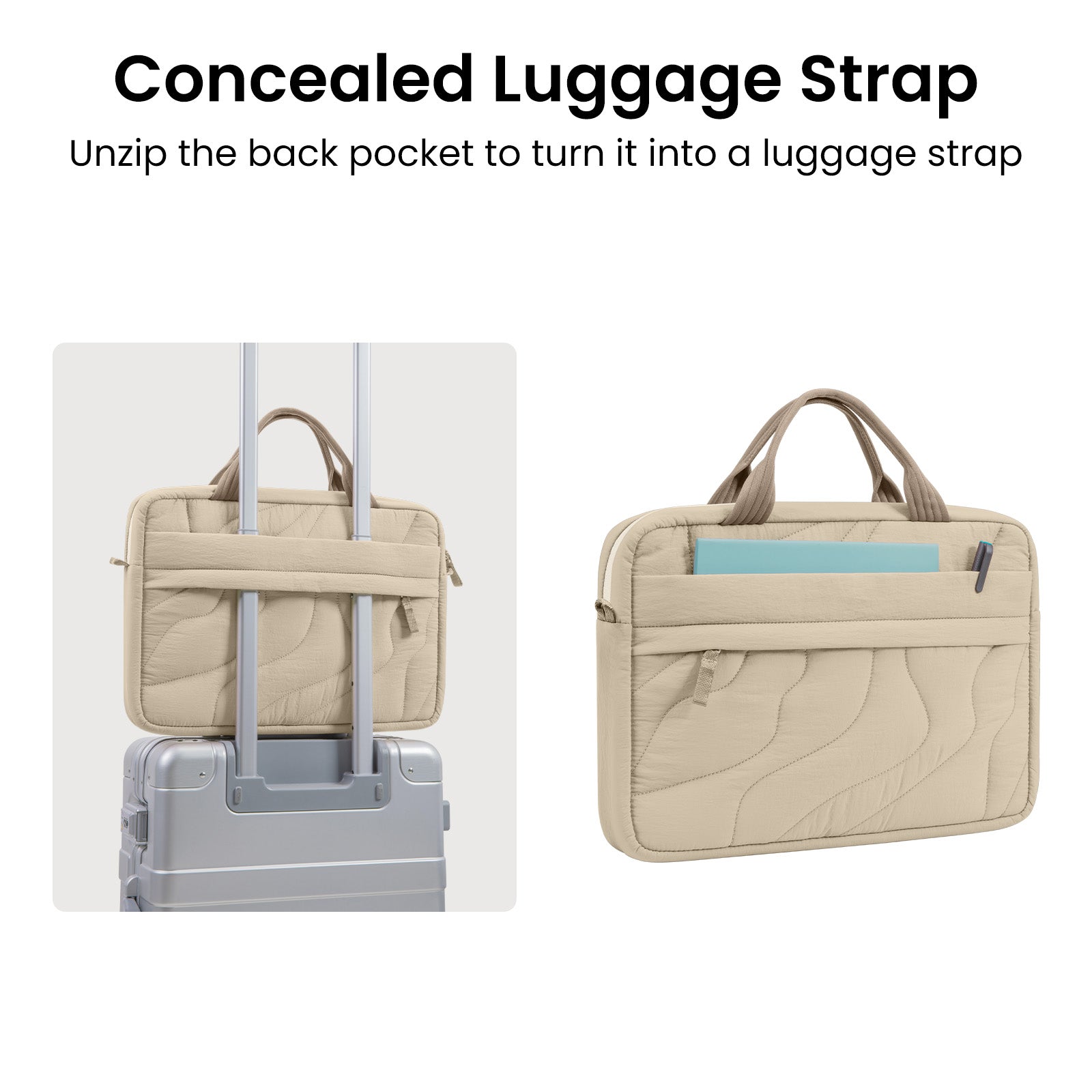tomtoc Terra-A28 Puffy Laptop Handbag 14 Inch Universal Natural Sand - A28D3K2 Laptop Bags