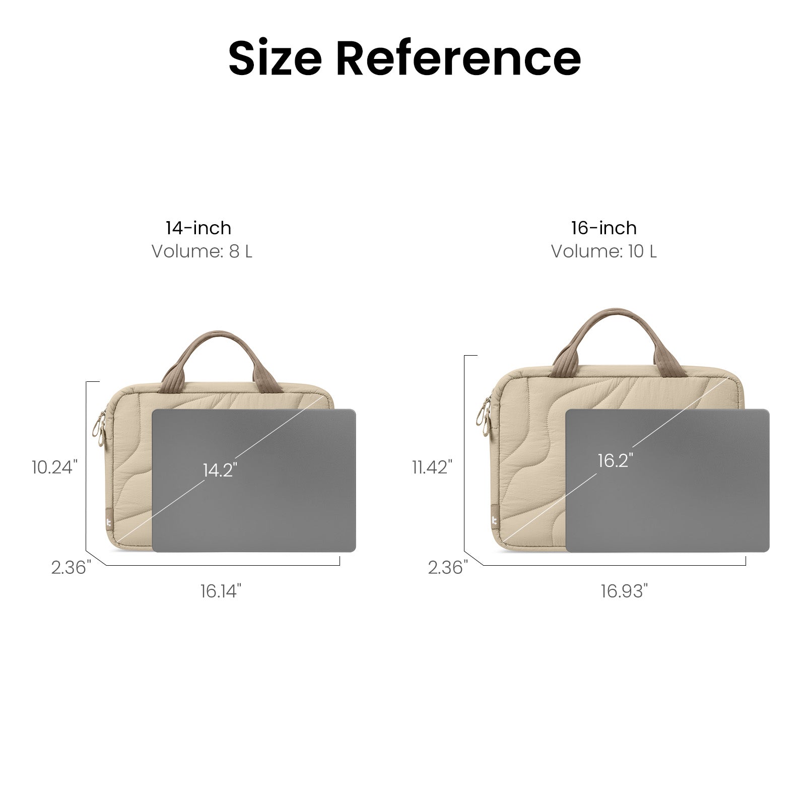 tomtoc Terra-A28 Puffy Laptop Handbag 14 Inch Universal Natural Sand - A28D3K2 Laptop Bags