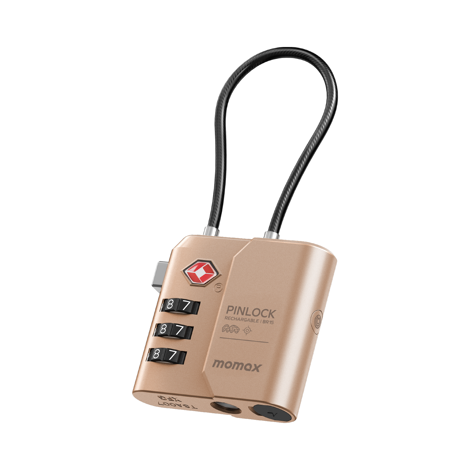 Momax PinLock TSA Padlock Find My Locator Desert Titanium