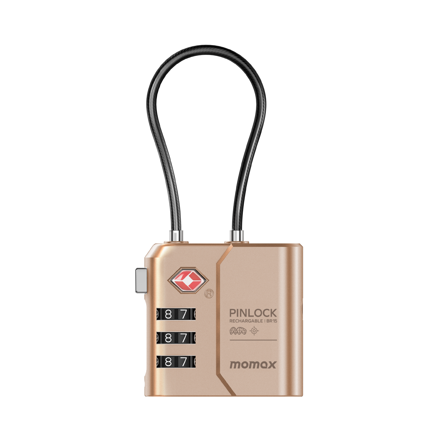 Momax PinLock TSA Padlock Find My Locator Desert Titanium