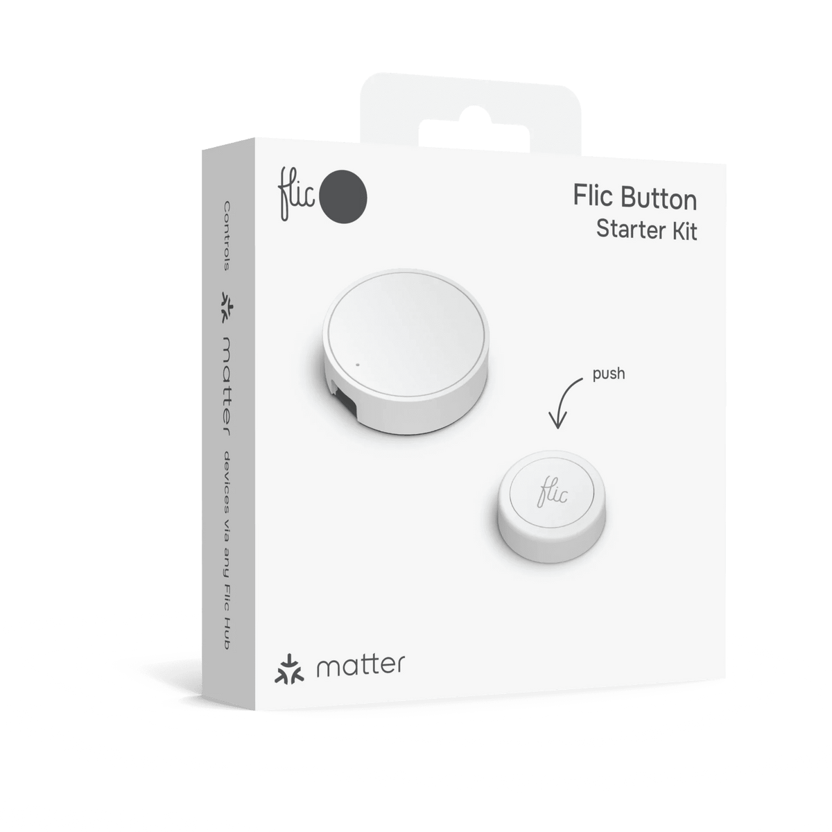 Flick Button Flic Button Starter Kit – Smart Button + Hub Mini (White)