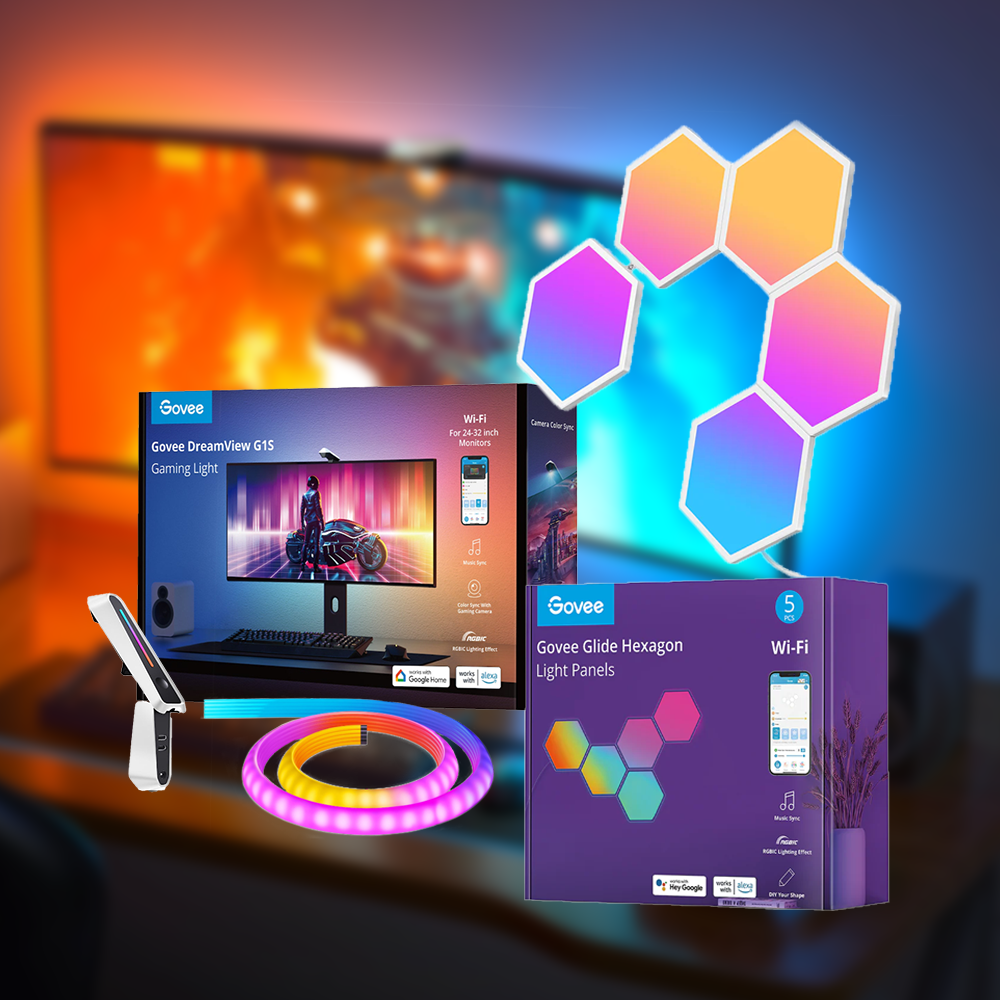Govee Immersive Gaming Kit (Dreamview G1S Backlight + Hexa Glide Panel - 5 piece)