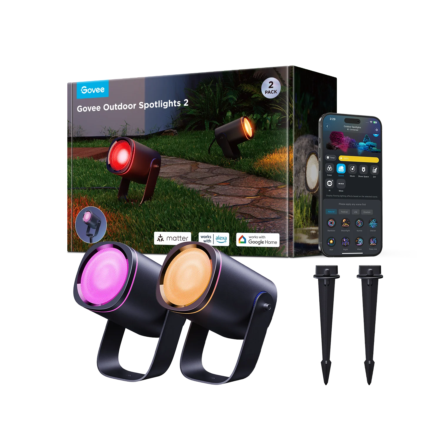 Govee Outdoor Spot Light 2-Pack - H7093511 Flood & Spot Lights