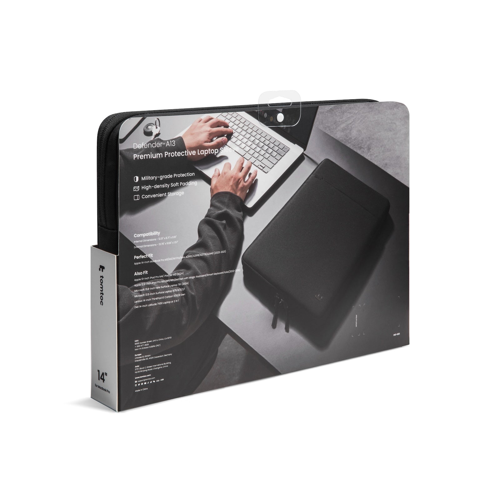 tomtoc Defender-A13 Premium Laptop Sleeve 16 Inch MacBook Black - A13F2D3 Laptop Bags