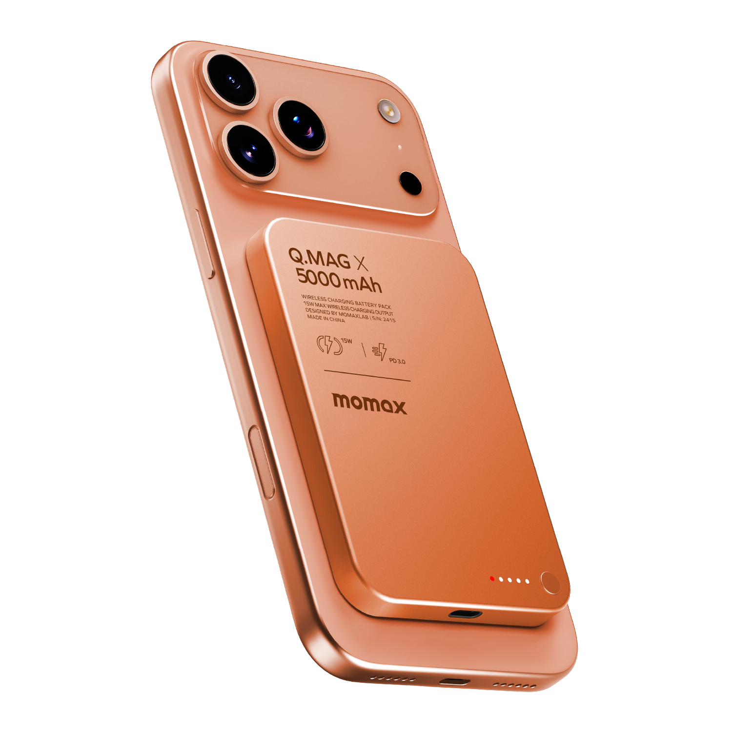 Momax Q.Mag X 5000mAh Wireless Battery Pack (Orange)