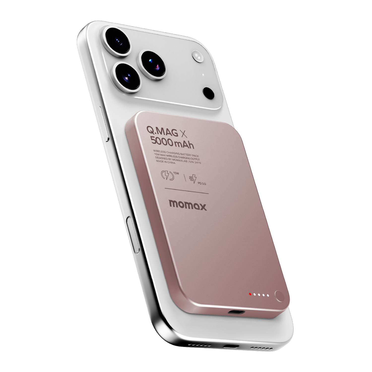 Momax Q.Mag X 5000mAh Wireless Battery Pack (Pink)