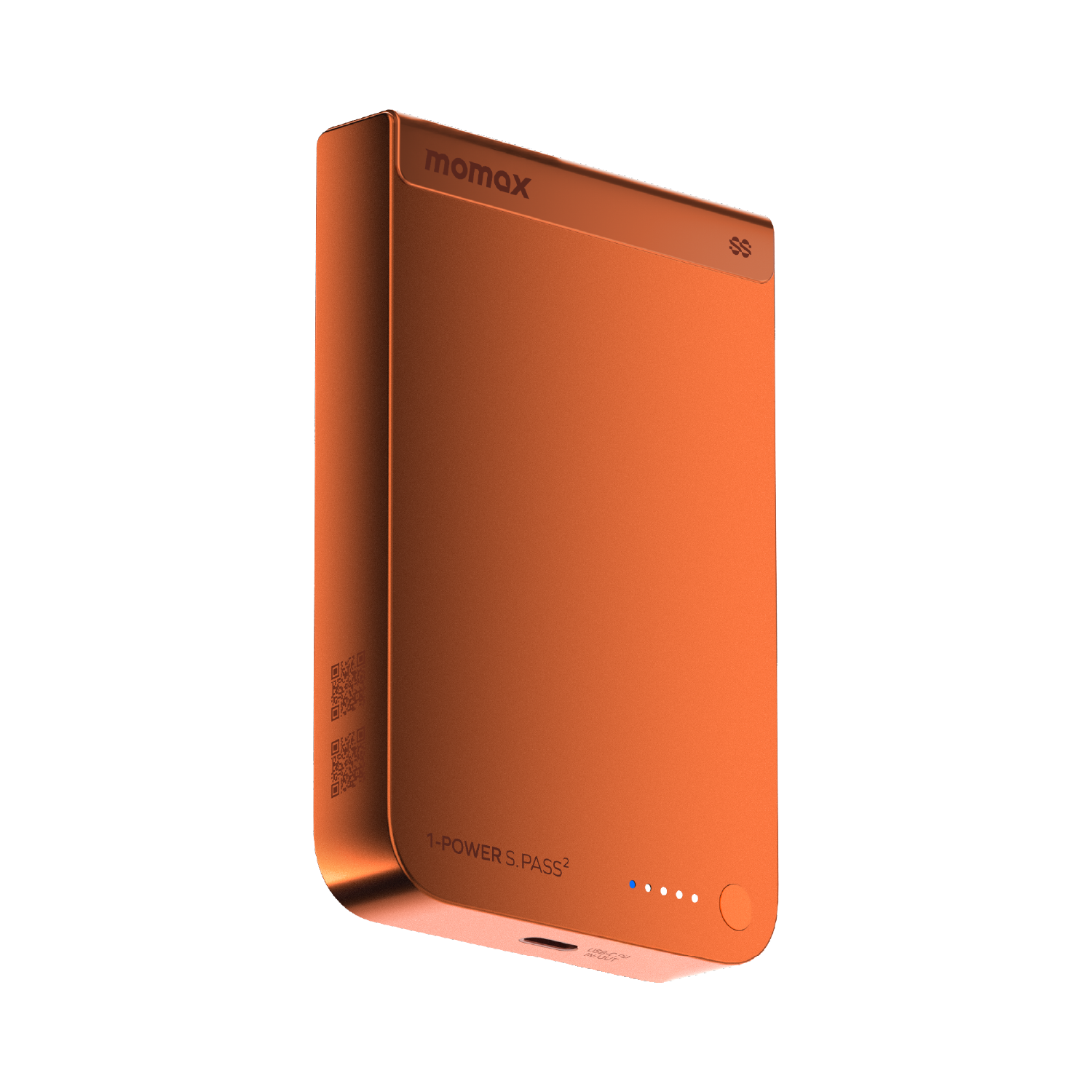 Momax 1-Power S.Pass 2 10000mAh Semi-SSB Qi2.2 Magnetic Power Bank Orange
