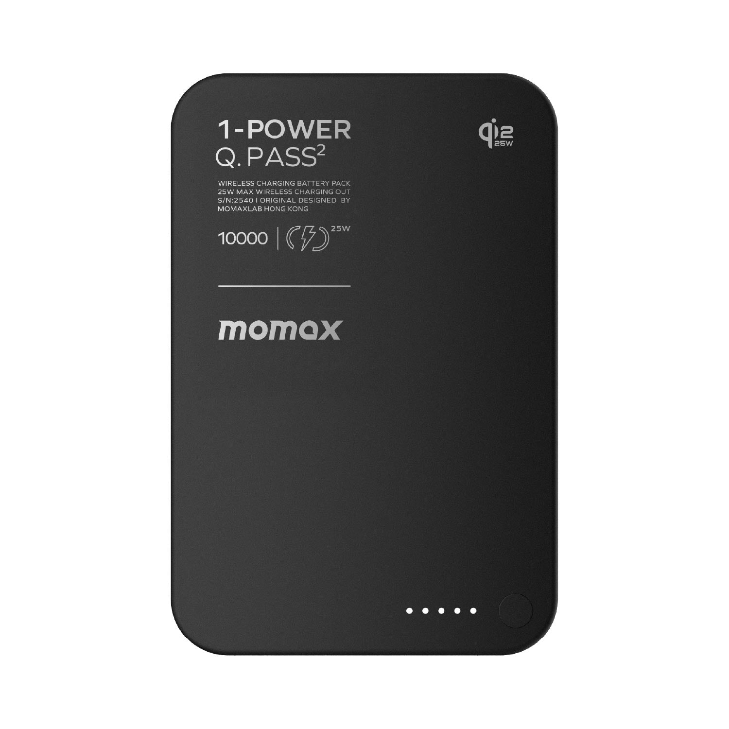 Momax 1-Power Q.Pass 2 10000mAh Qi2.2 Magnetic Wireless Battery Pack (Black)