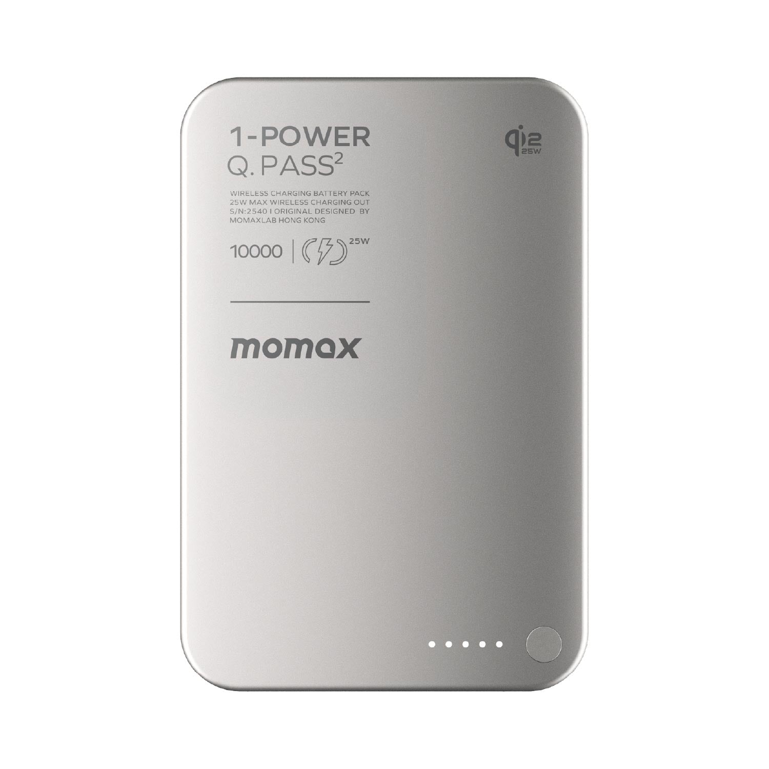 Momax 1-Power Q.Pass 2 10000mAh Qi2.2 Magnetic Wireless Battery Pack (Titanium)