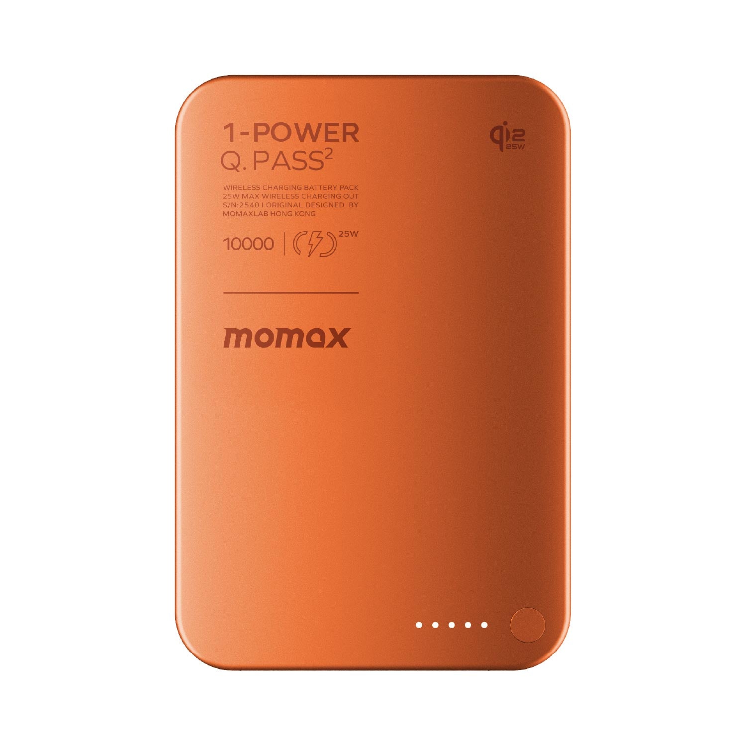 Momax 1-Power Q.Pass 2 10000mAh Qi2.2 Magnetic Wireless Battery Pack (Orange)