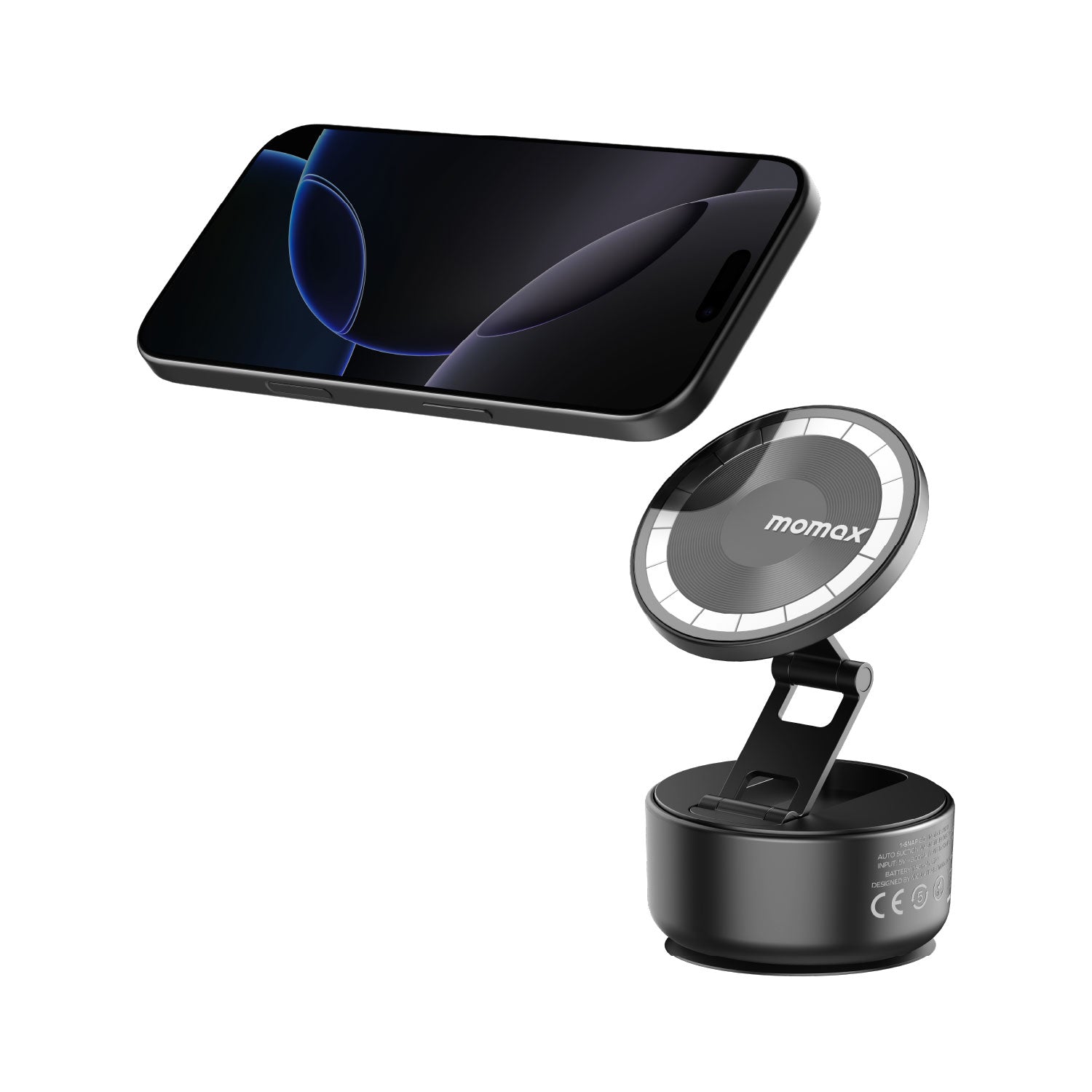 Momax 1-SNAP GO Auto Suction Magnetic Phone Stand (Black)