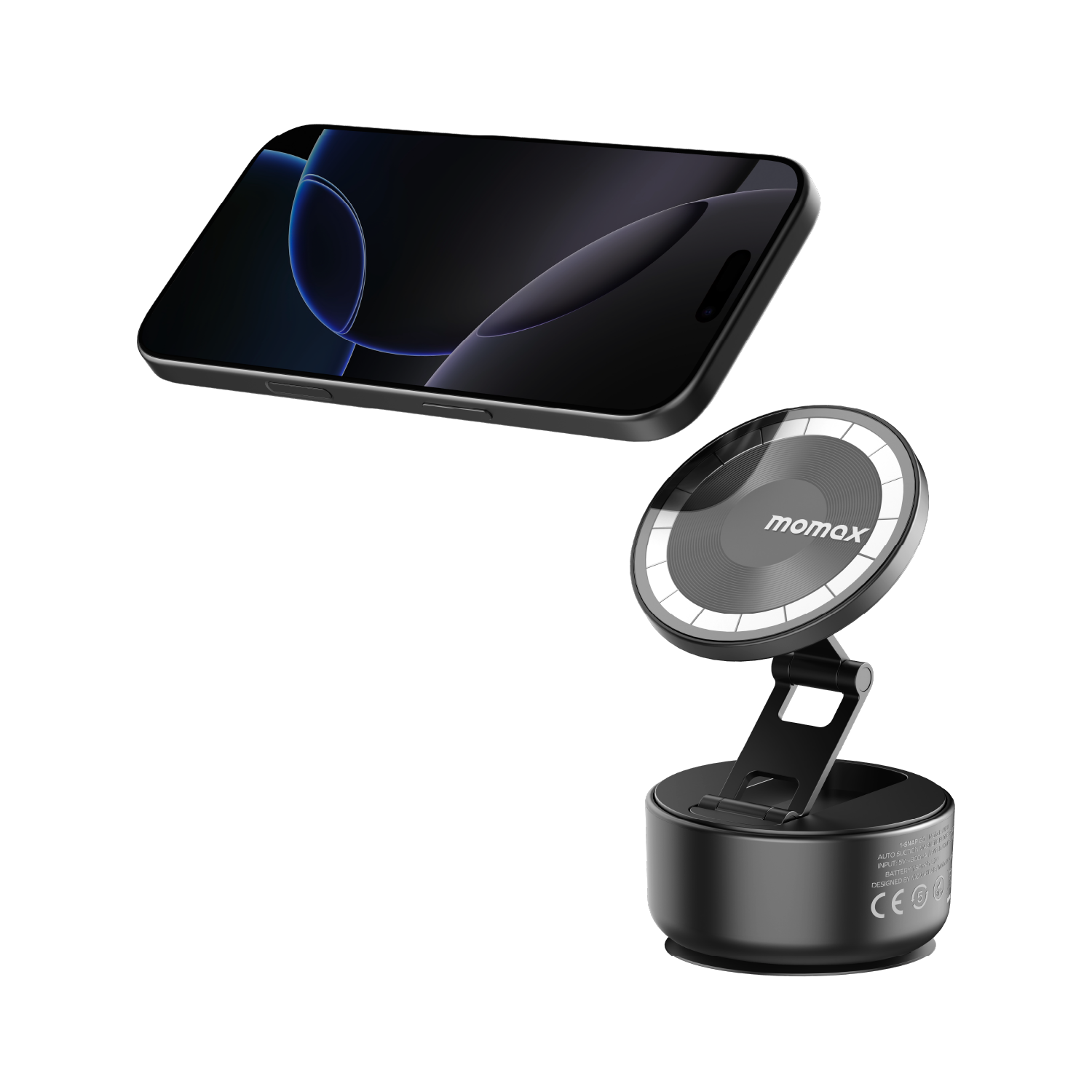 Momax 1-SNAP GO Auto Suction Magnetic Phone Stand (Black)