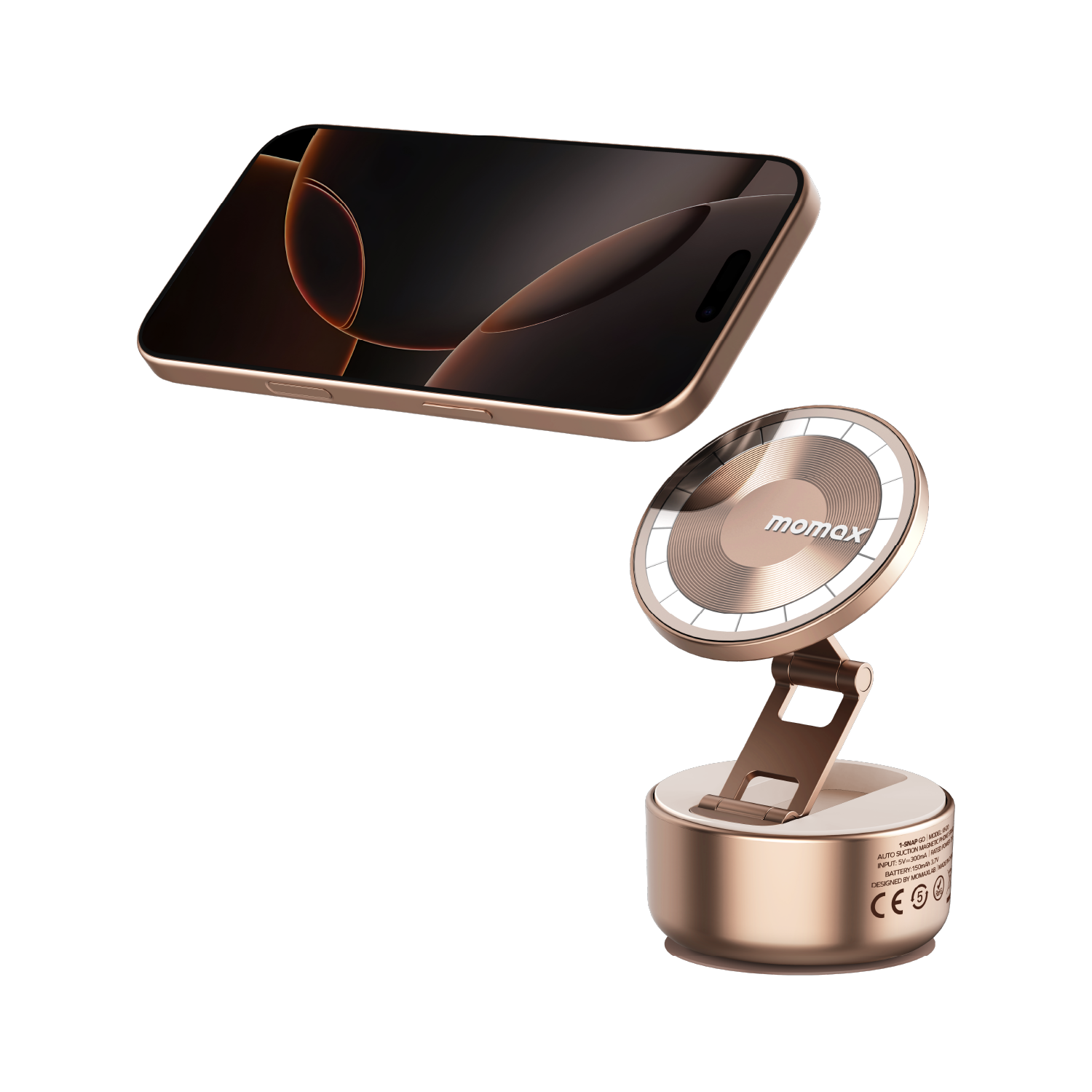 Momax 1-SNAP GO Auto Suction Magnetic Phone Stand (Desert Titanium)
