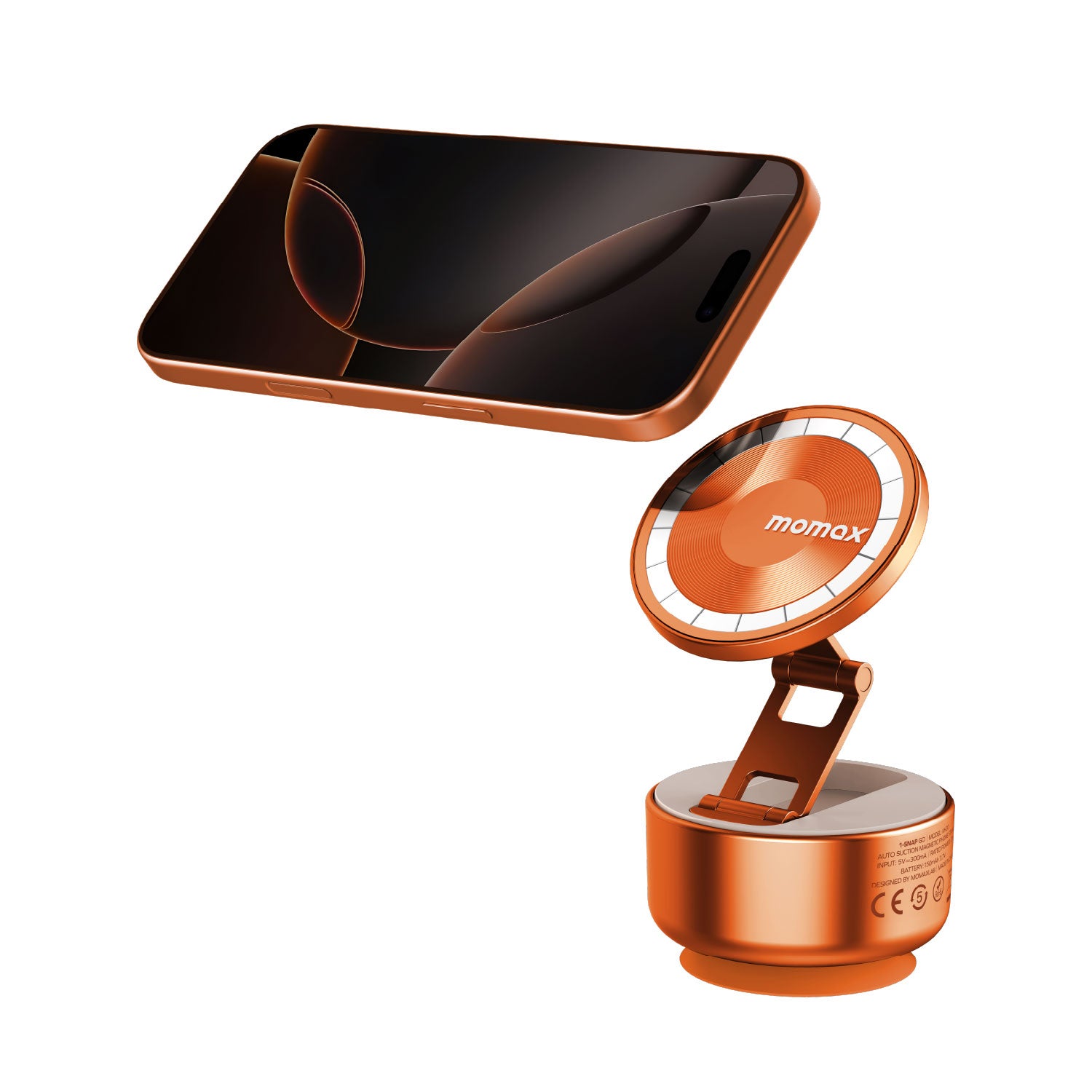Momax 1-SNAP GO Auto Suction Magnetic Phone Stand (Orange)