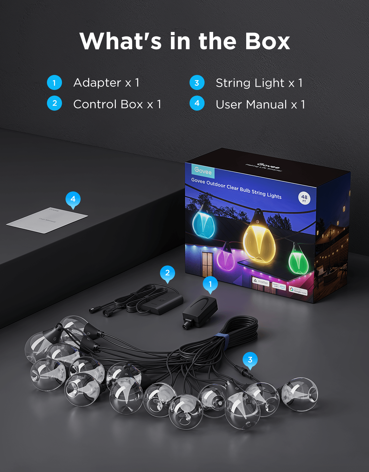 Govee Outdoor String Lights 15m IP67 - H7025EB1 Light Ropes & Strings